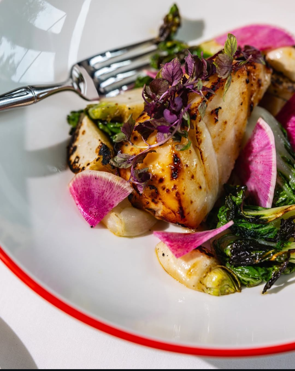 Miso Glazed Black Cod, Bok Choy, Turnips, Watermelon Radish