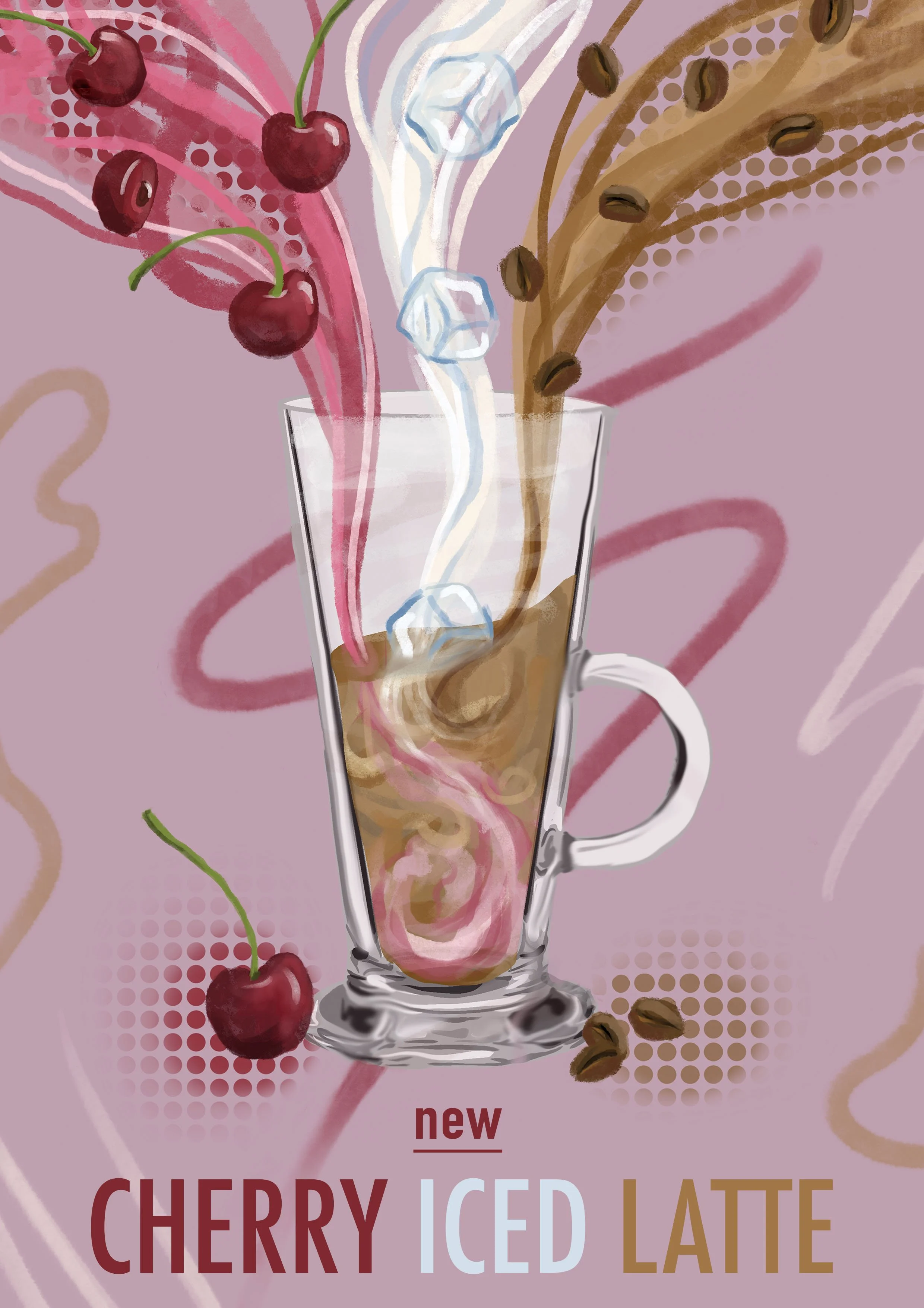 advertisment poster illustration for cherry latte