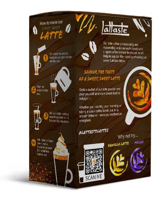 package design illustration for a latte box