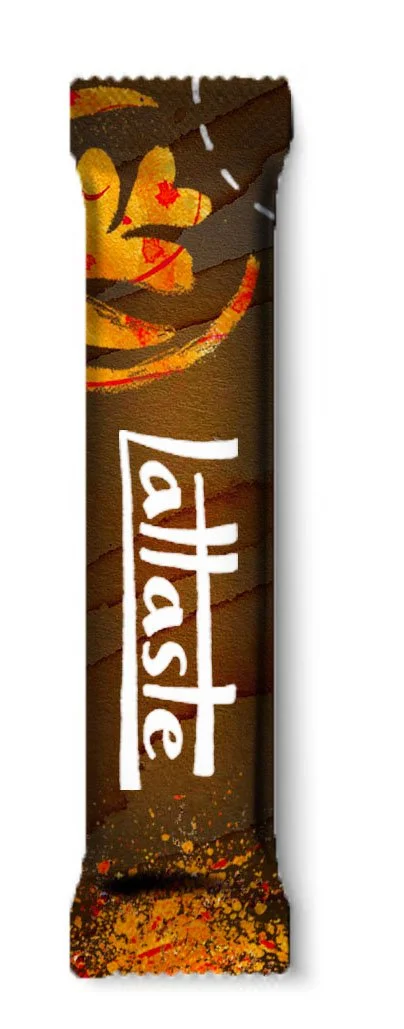 package design illustration of a latte sachet