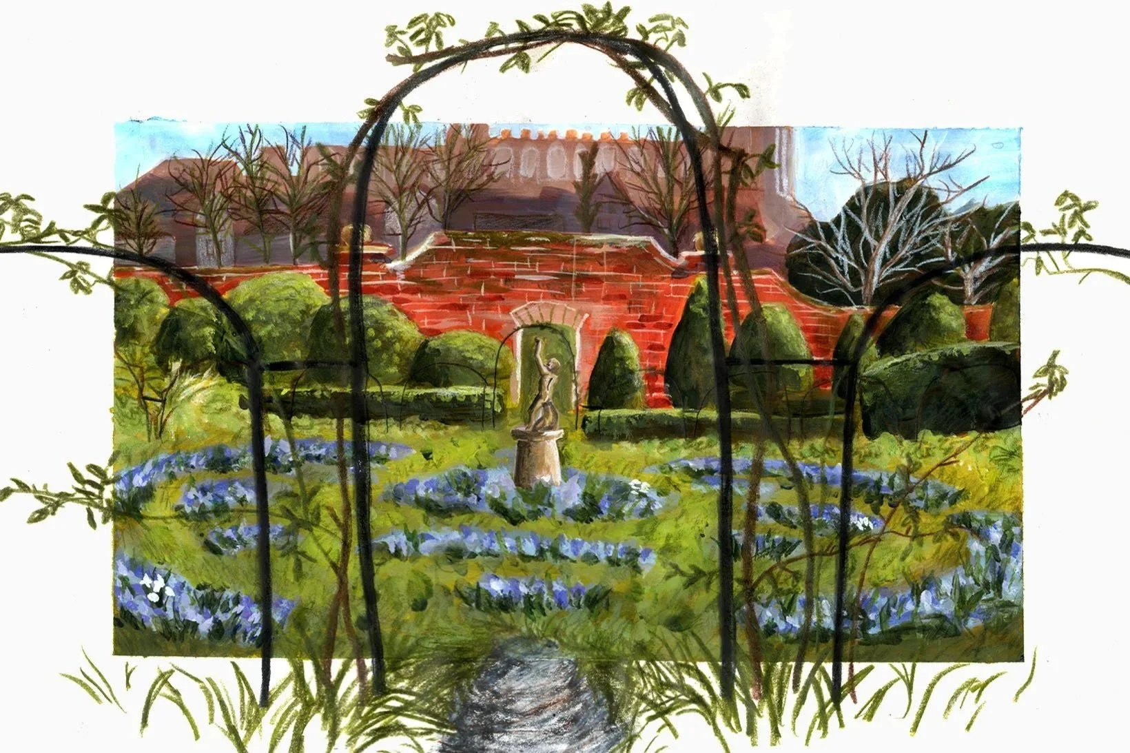 painting illustration of a vibrant garden