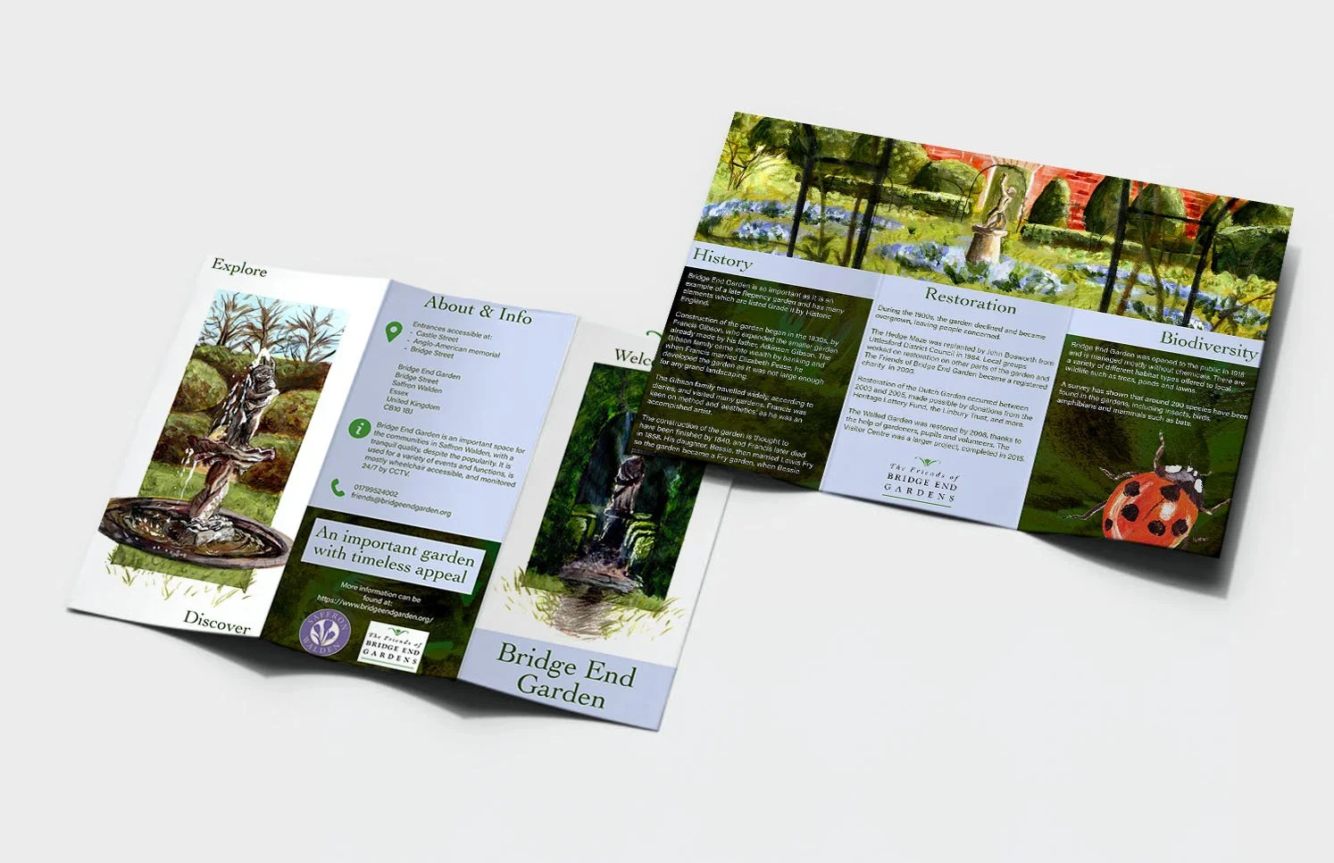 leaflet design illustration for a public garden using paint