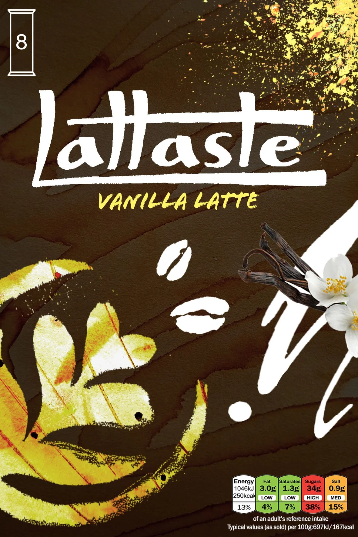 package design illustration for vanilla flavoured latte box