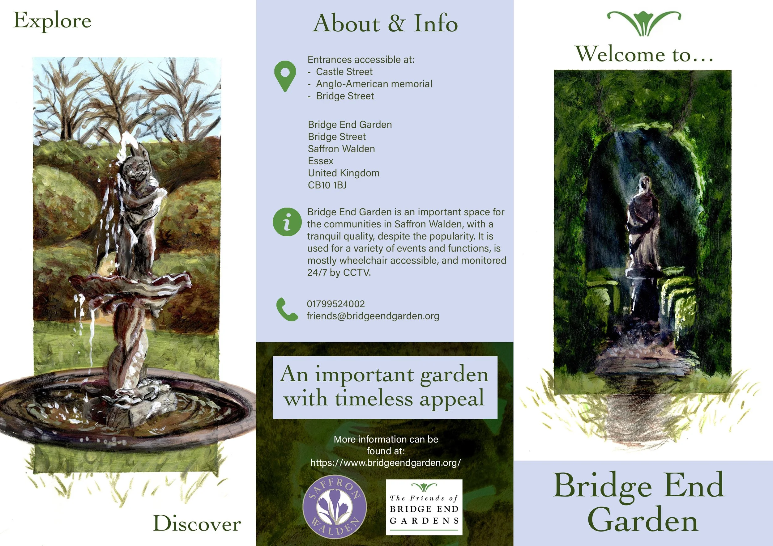 leaflet design illustration for a public garden using paint