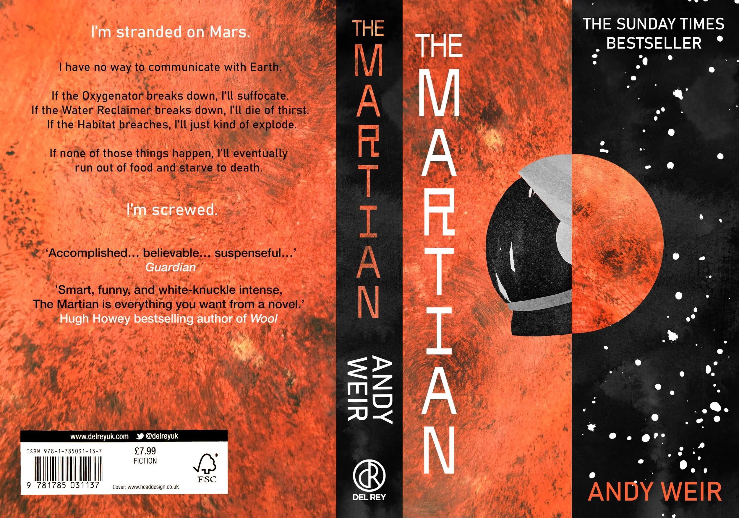 bookcover design illustration for 'the martian' using texture and colour