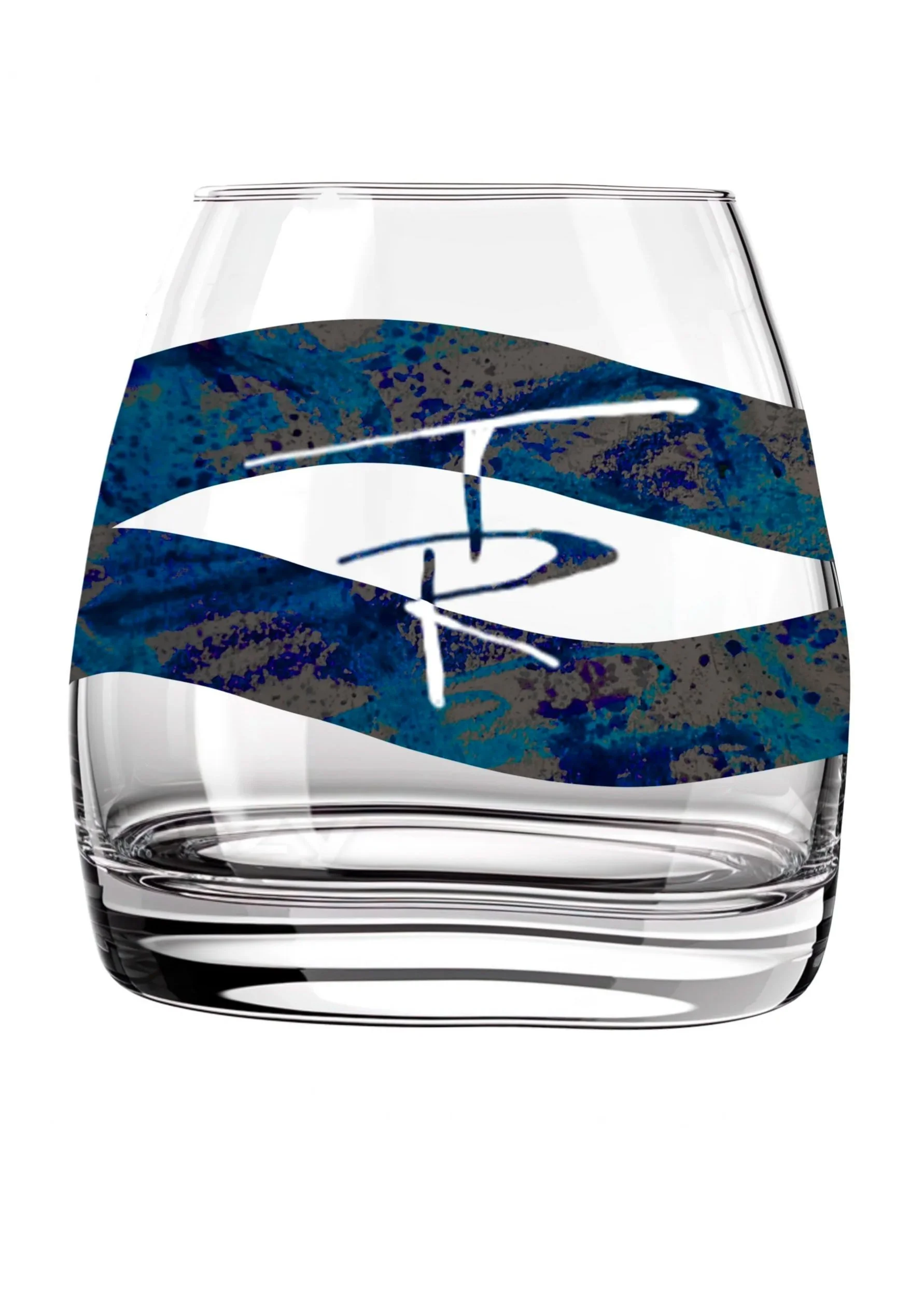 rum glass design illustration using blue textures