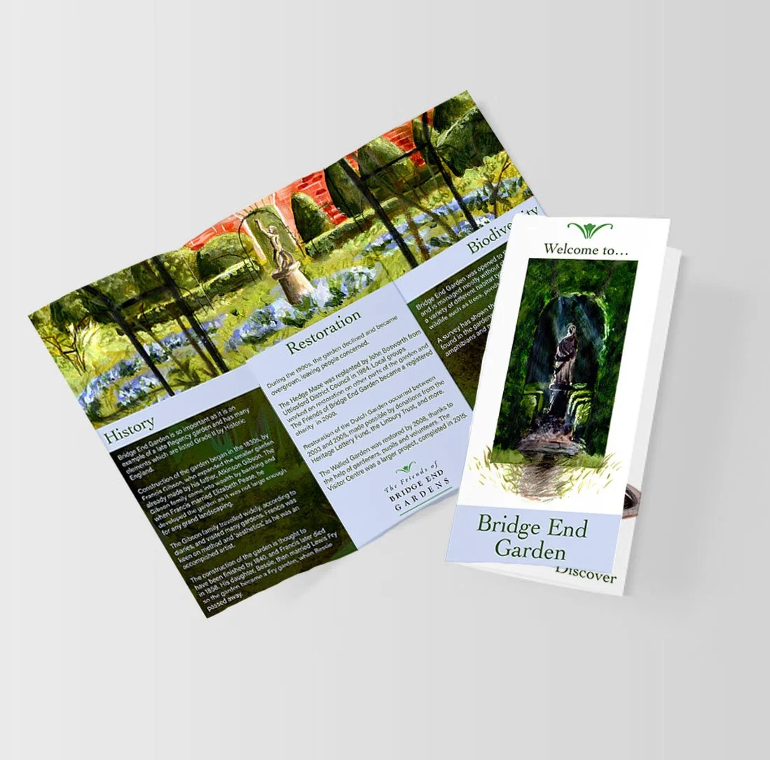 leaflet design illustration for a public garden using paint