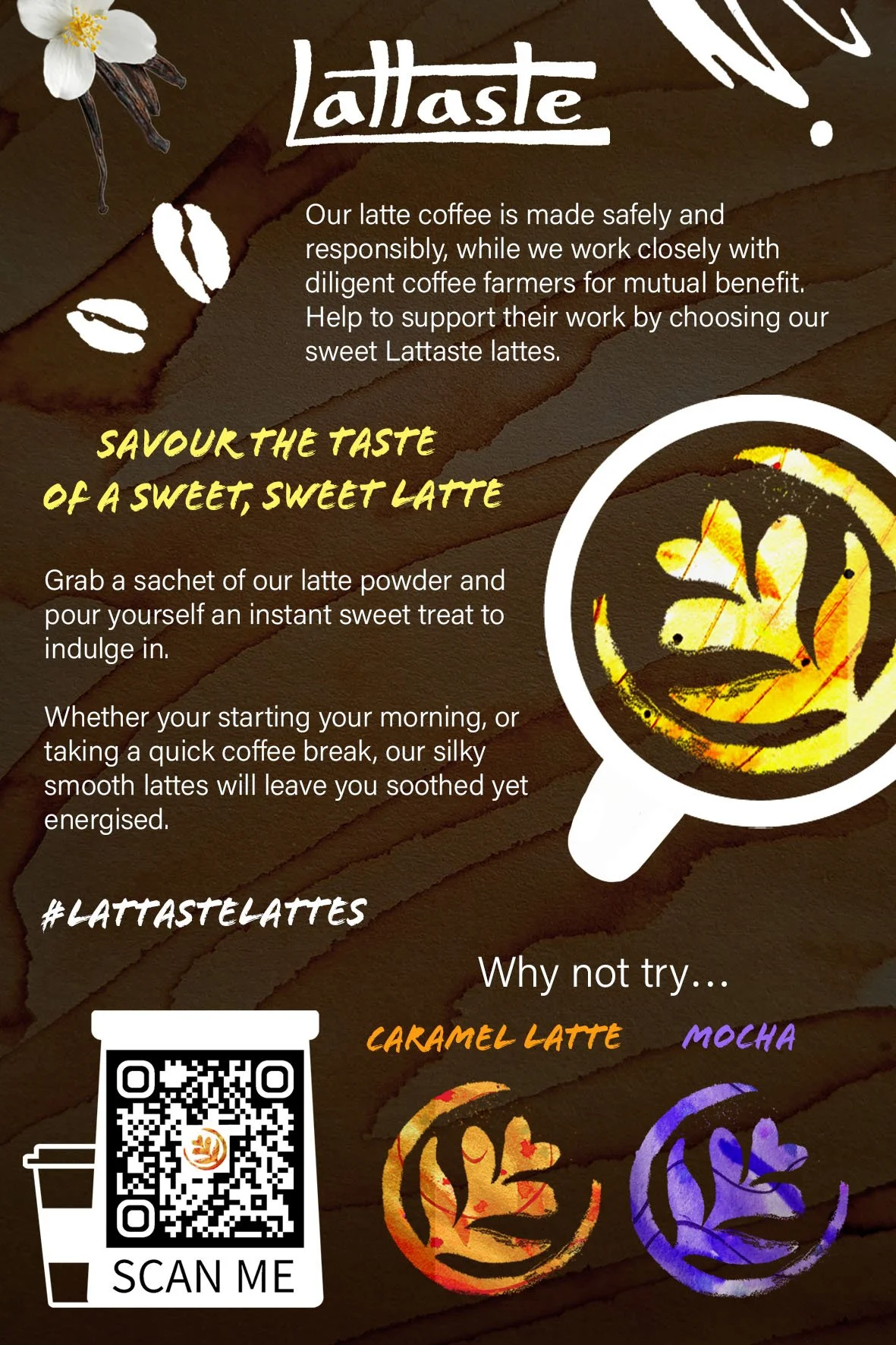 package design illustration of vanilla latte box