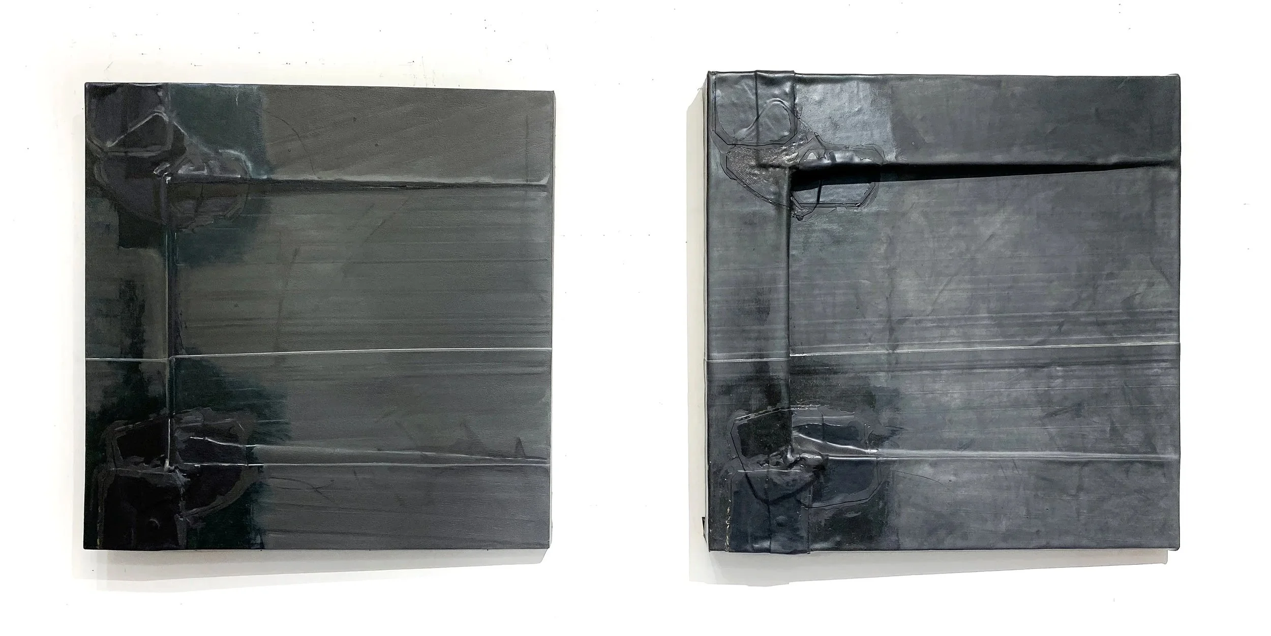 A History of Labor (Part 2), 2022
Oil on canvas, and epdm on plywood
36 x 36 in each