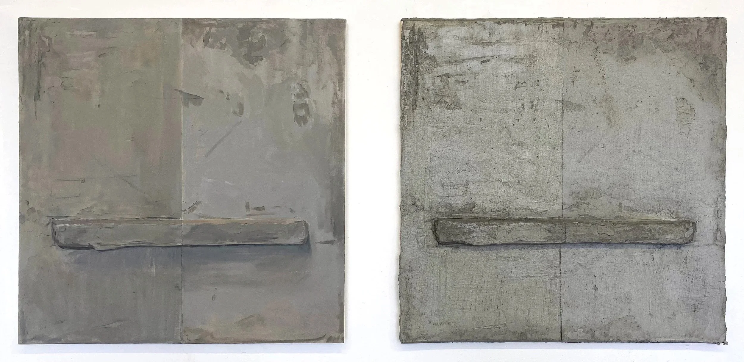 A Dichotomy?, 2021
Oil on canvas and concrete on cement board
36 x 36 in each