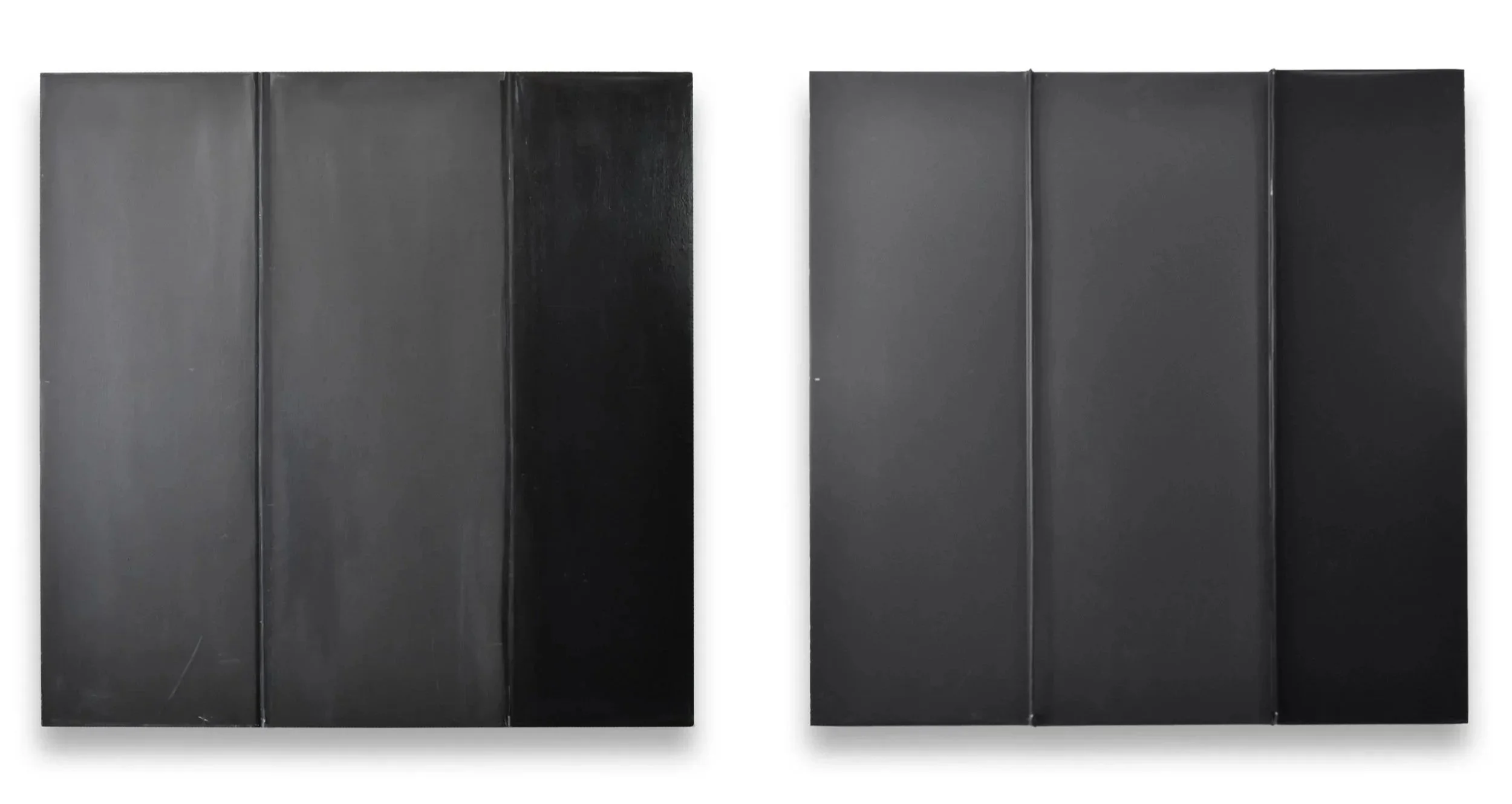 A History of Labor (Part 3), 2023
Oil on panel, and aluminum on wood
36 x 36 in each