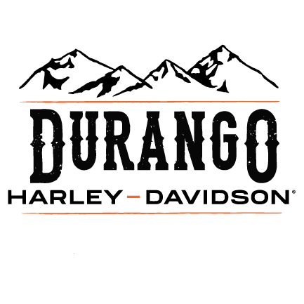 Durango logo with a black background, orange lines above and below the word 'DURANGO' written in large black letters.