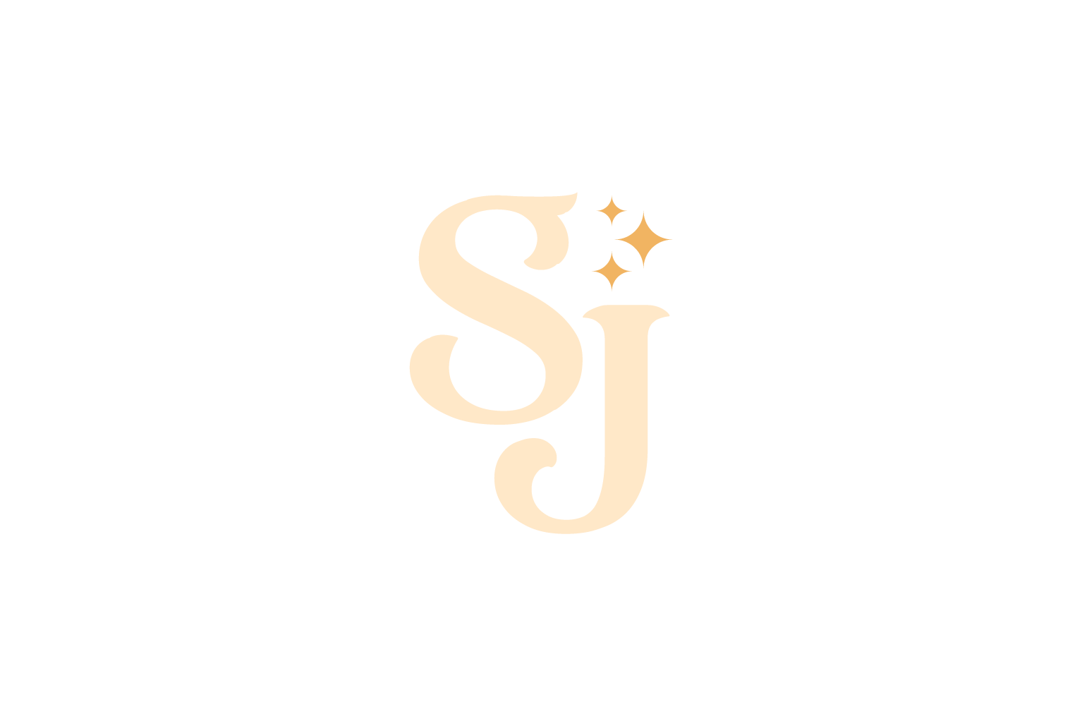 Stylized logo with the letters 'S', 'J', and 'J' in a cream color, with three small gold star accents on a black background.