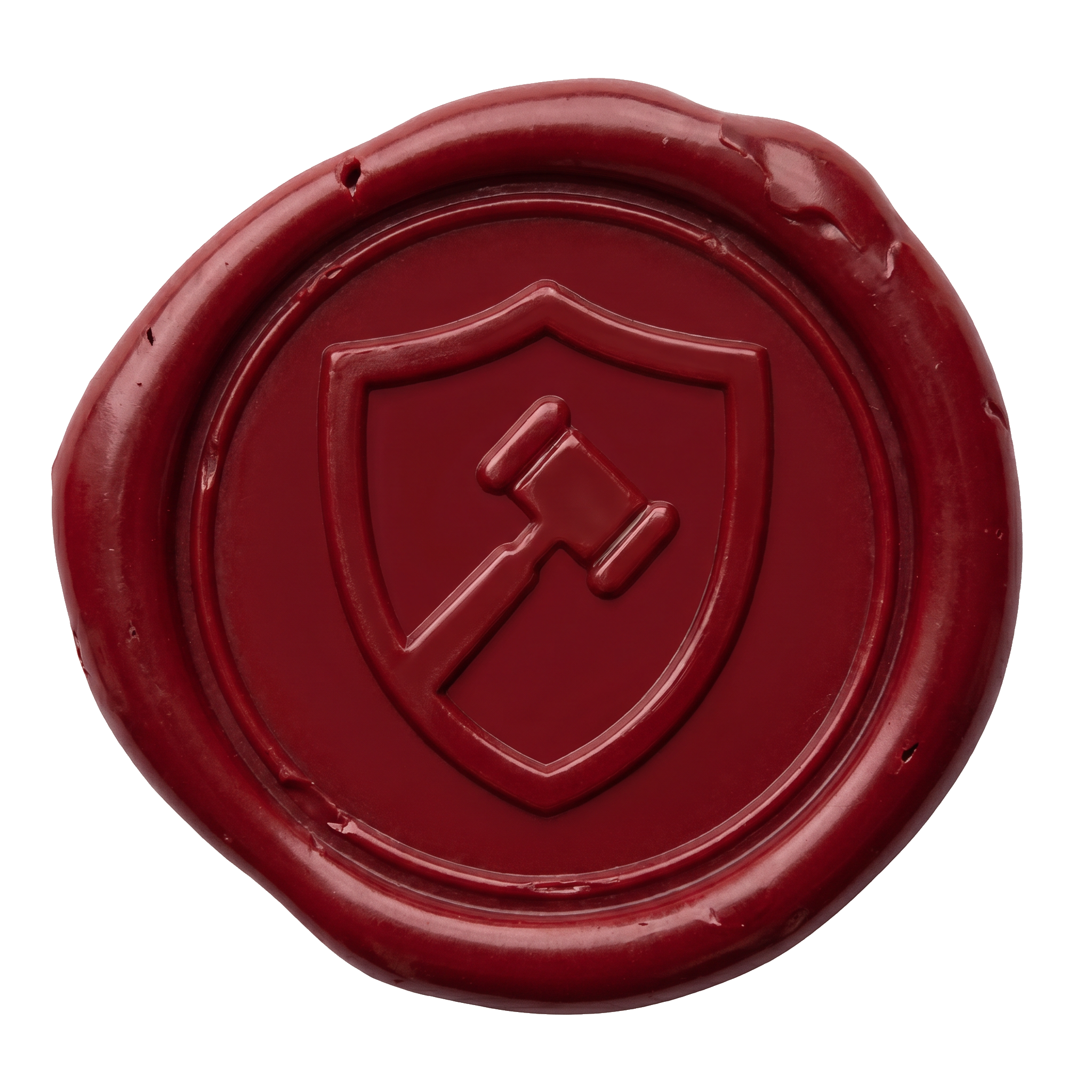 A close-up of a red circular object with a raised emblem in the center, possibly a logo or seal, on a black background.