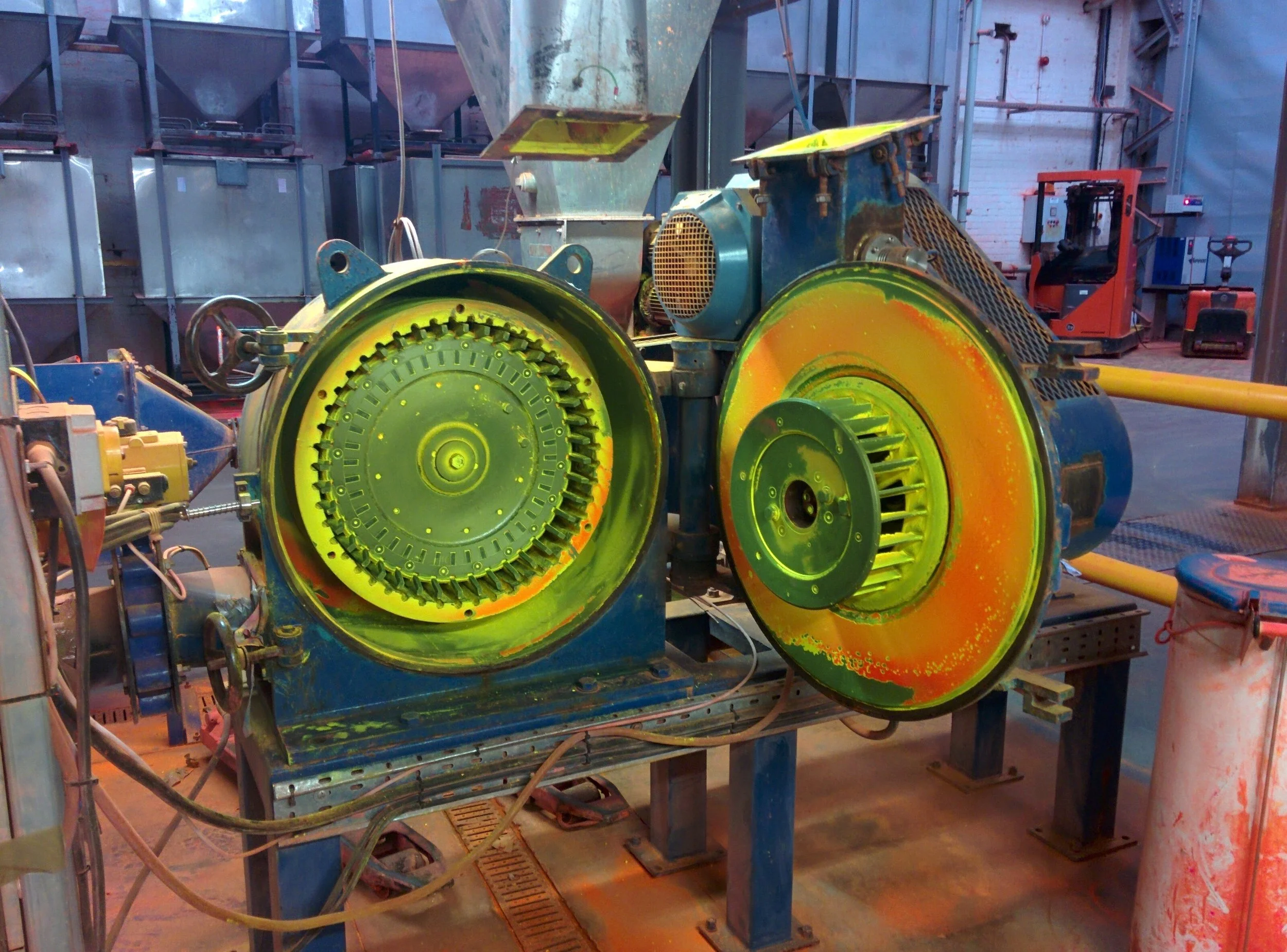 Carrying out a service on a combustion air fan.