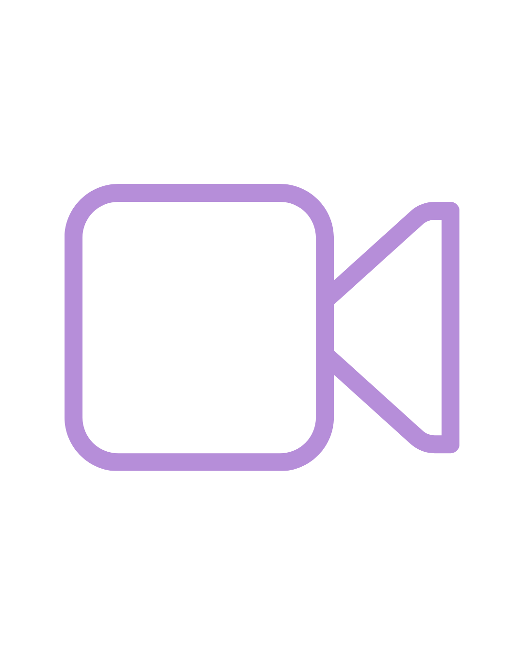 A simple illustration of a purple video camera icon.