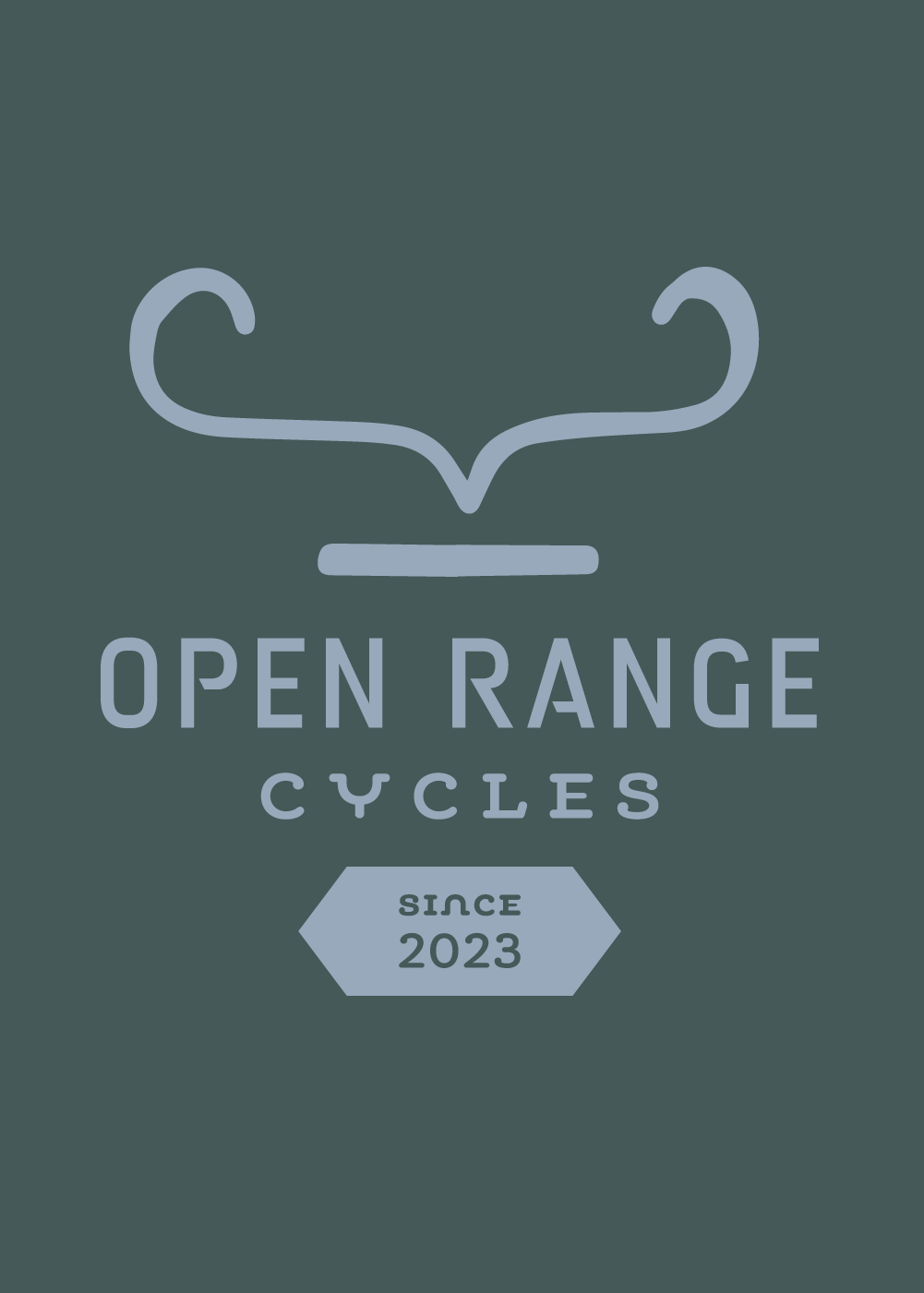 Logo for Open Range Cycles, featuring a stylized bicycle handlebar and the text 'Open Range Cycles Since 2023' on a dark background.