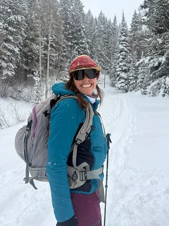 Kia Tolan exploring the backcountry on skis.