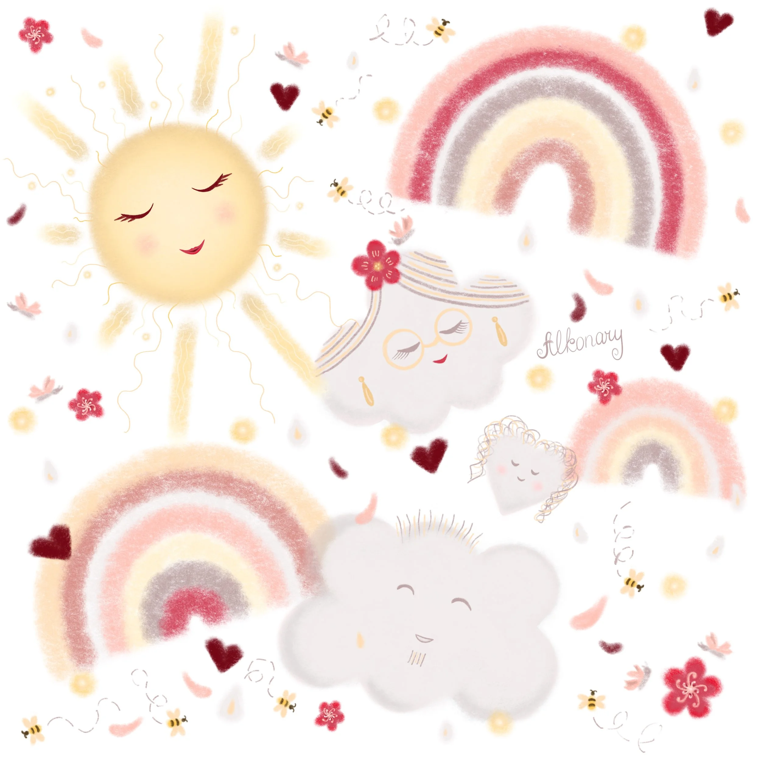 Soft Shapes Nursery Pattern White Large