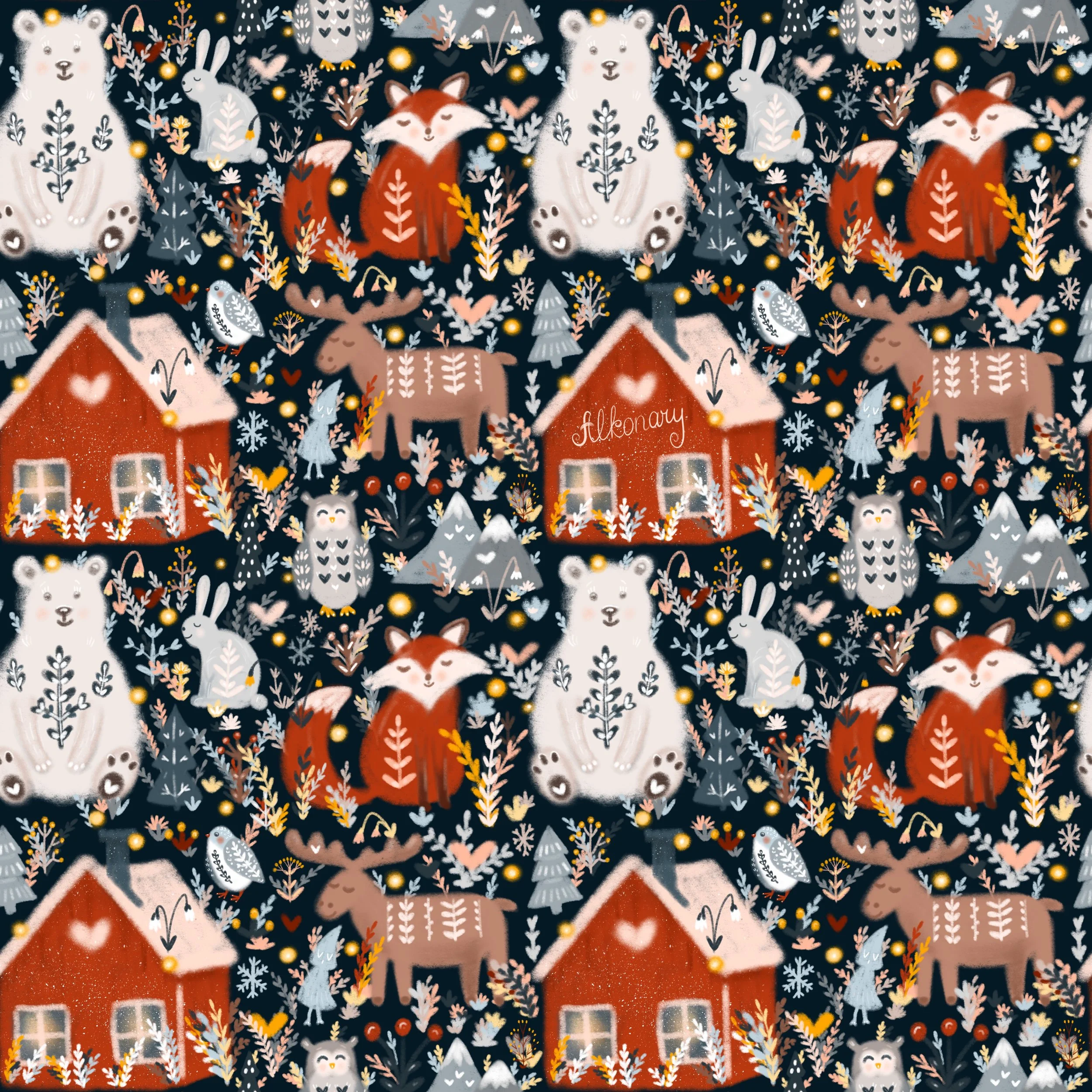 Scandinavic pattern on dark background