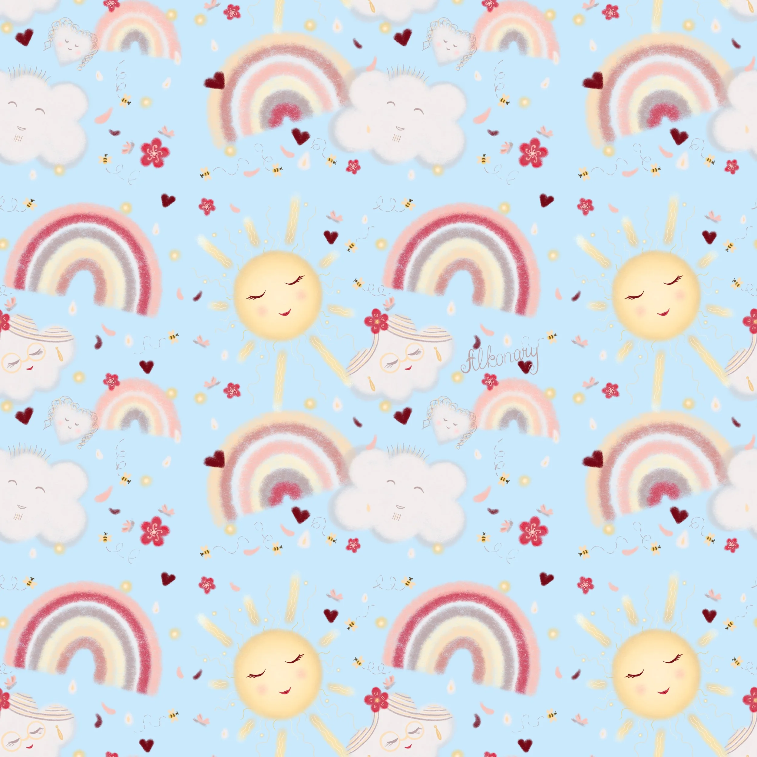 Soft Shapes Nursery Pattern Blue Small