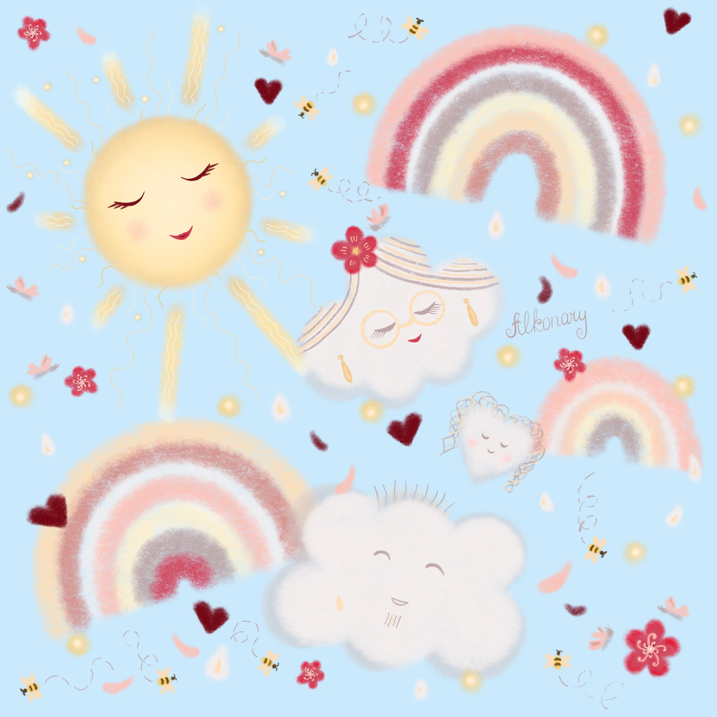 Soft Shapes Nursery Pattern Blue Large