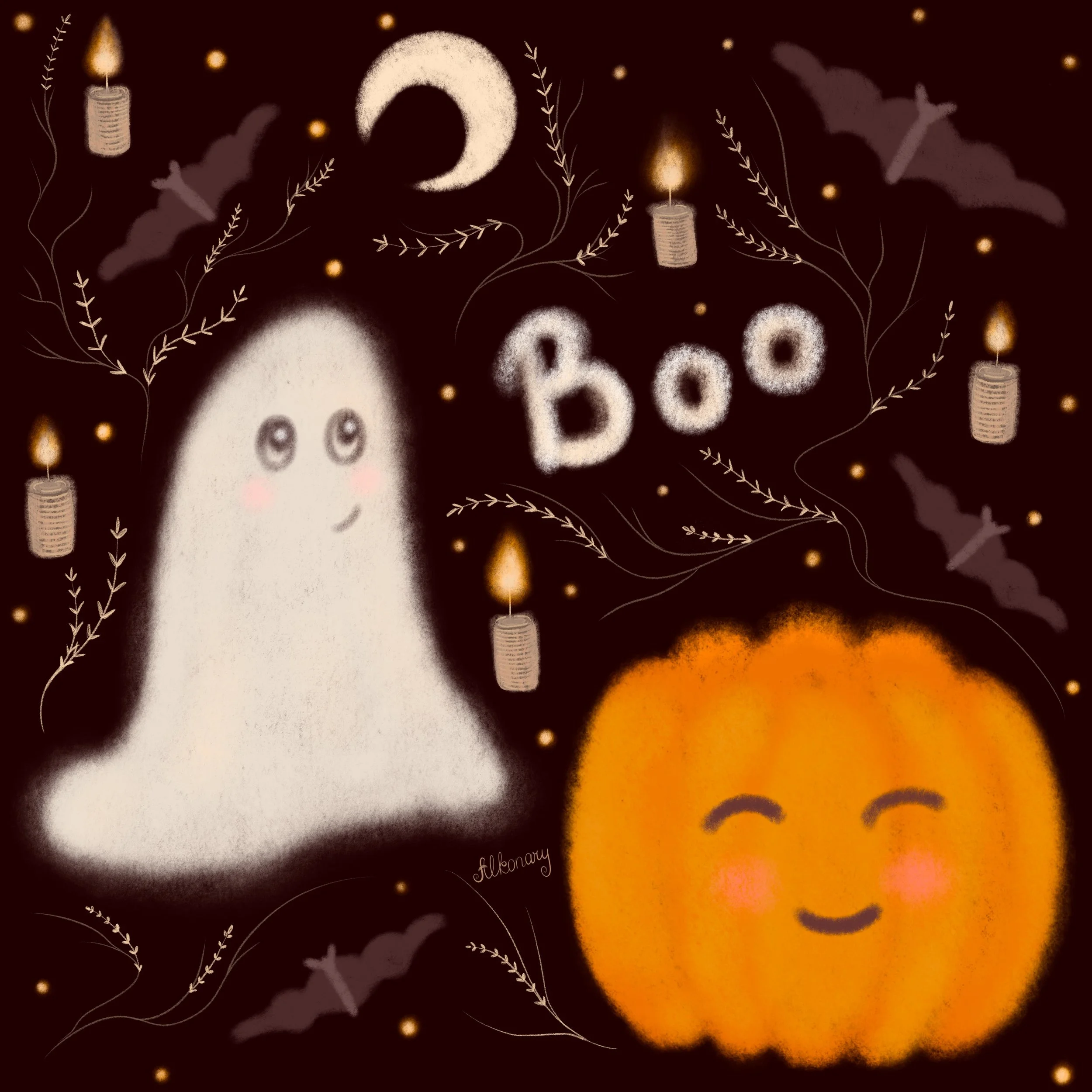 Ghost and Pumpkin
