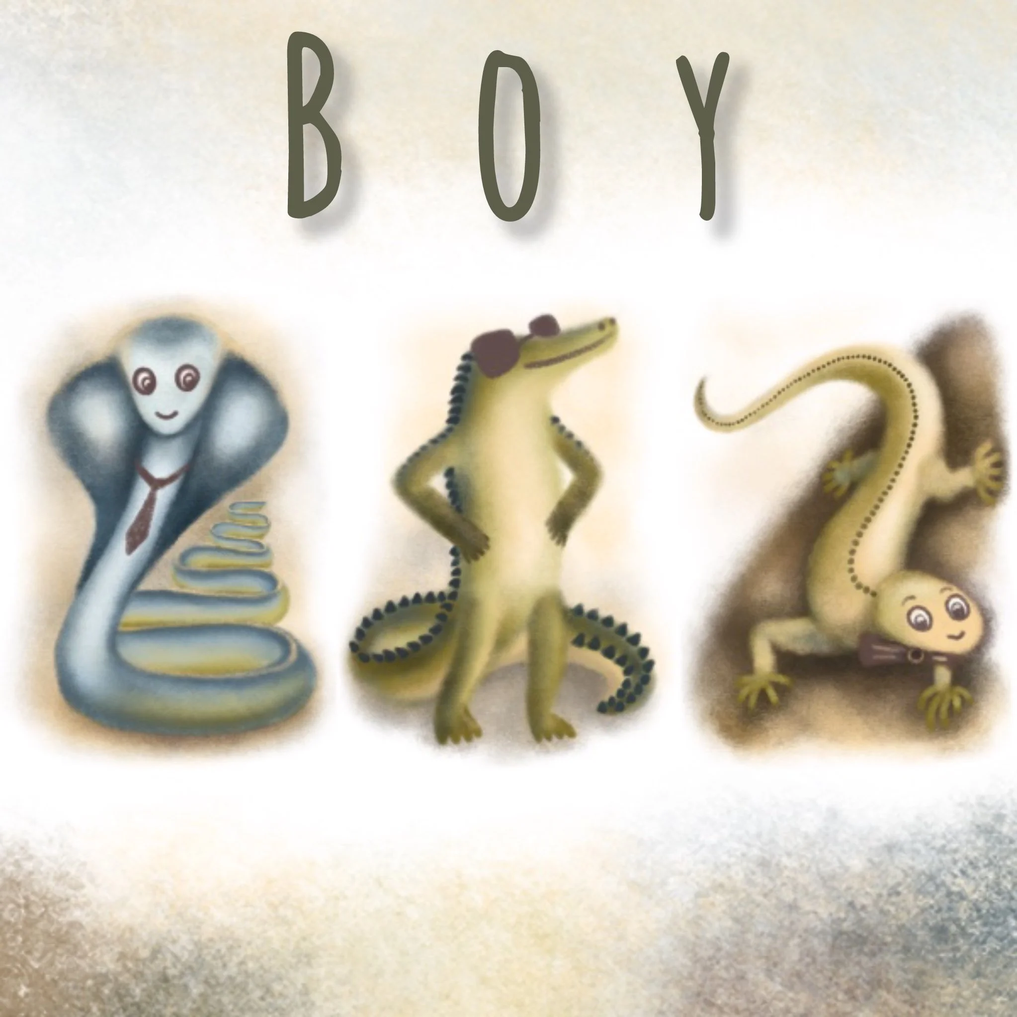 Baby Reptiles Wall Art Set (Boy)