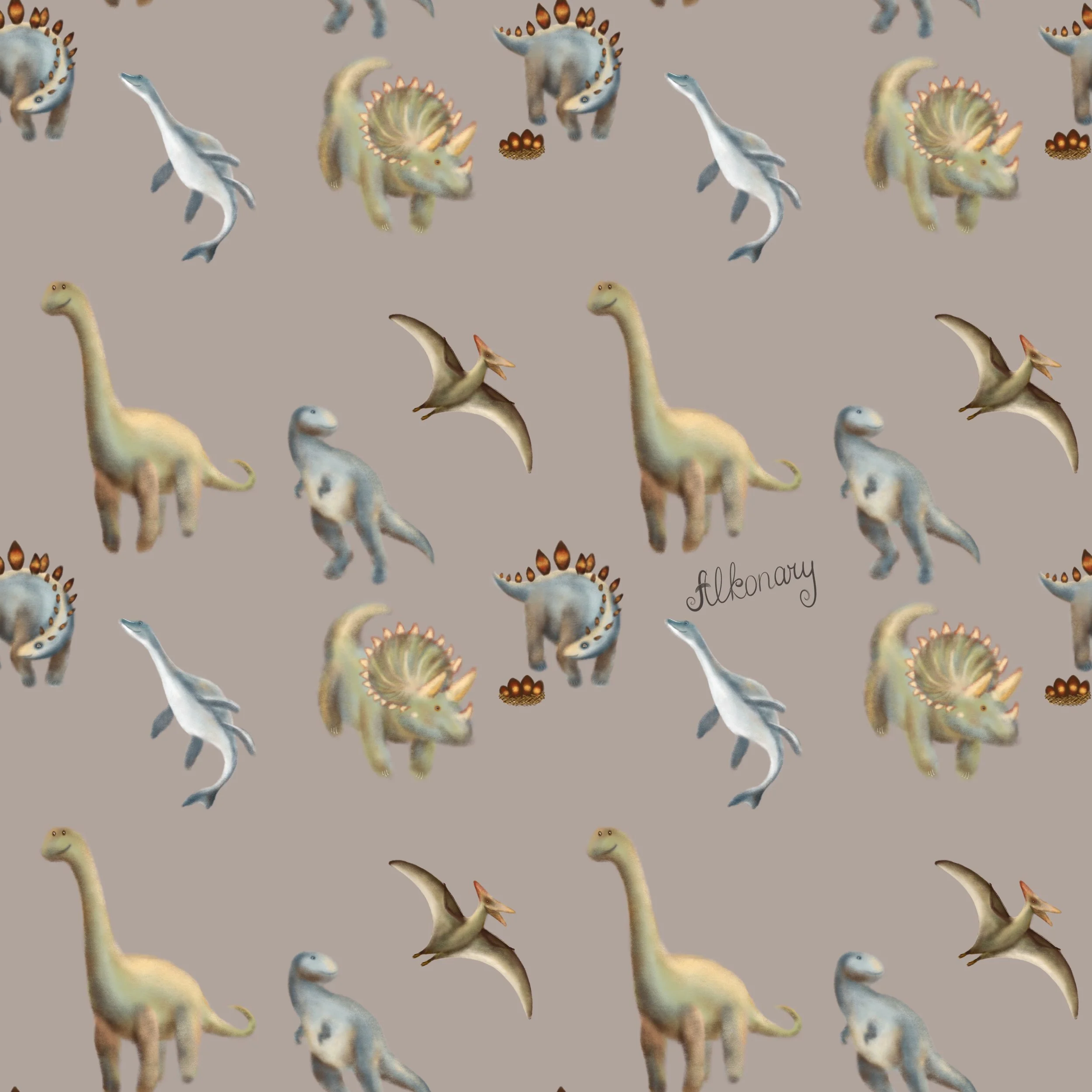 Dinosaur Seamless Pattern – Taupe
