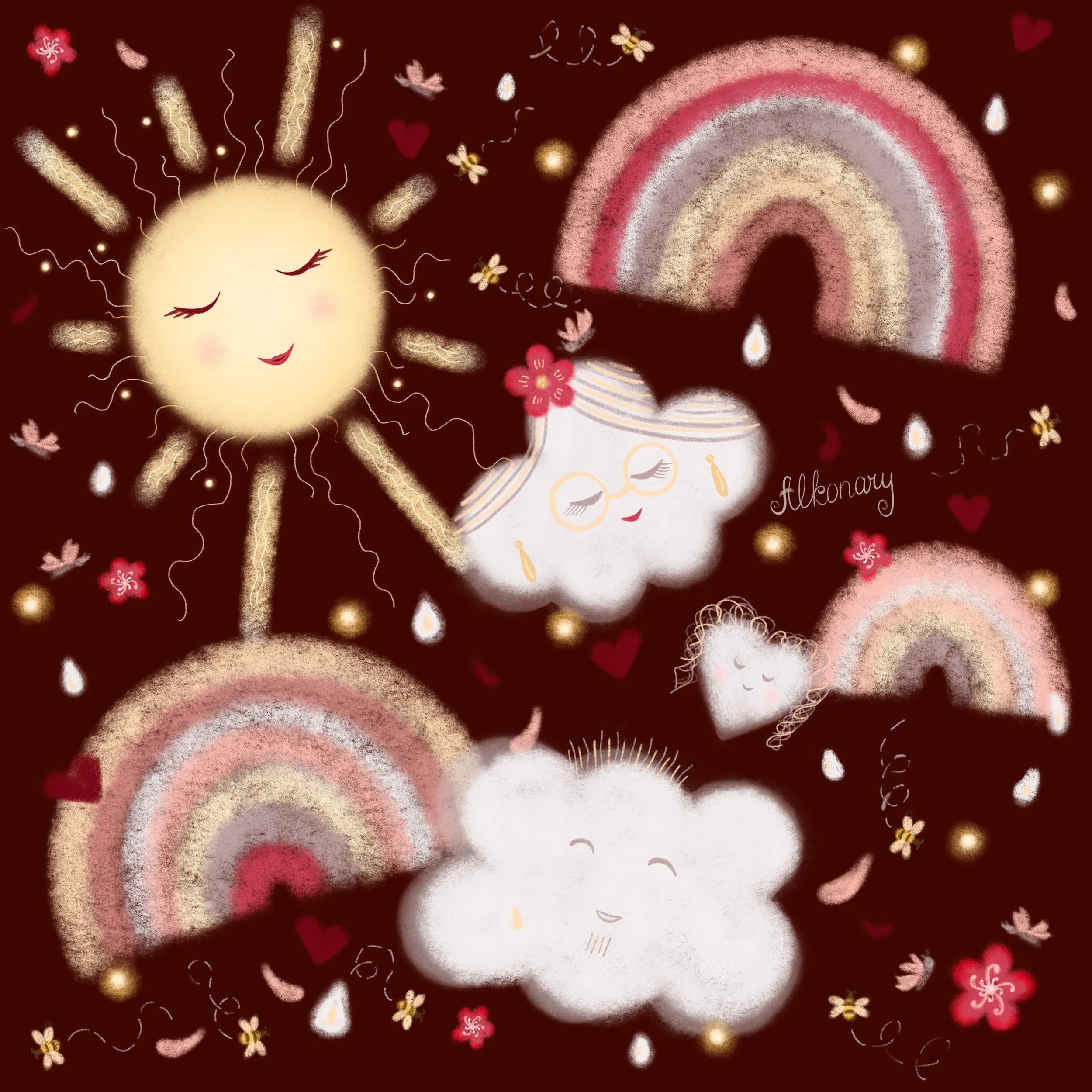 Soft Shapes Nursery Pattern Dark Brown Large