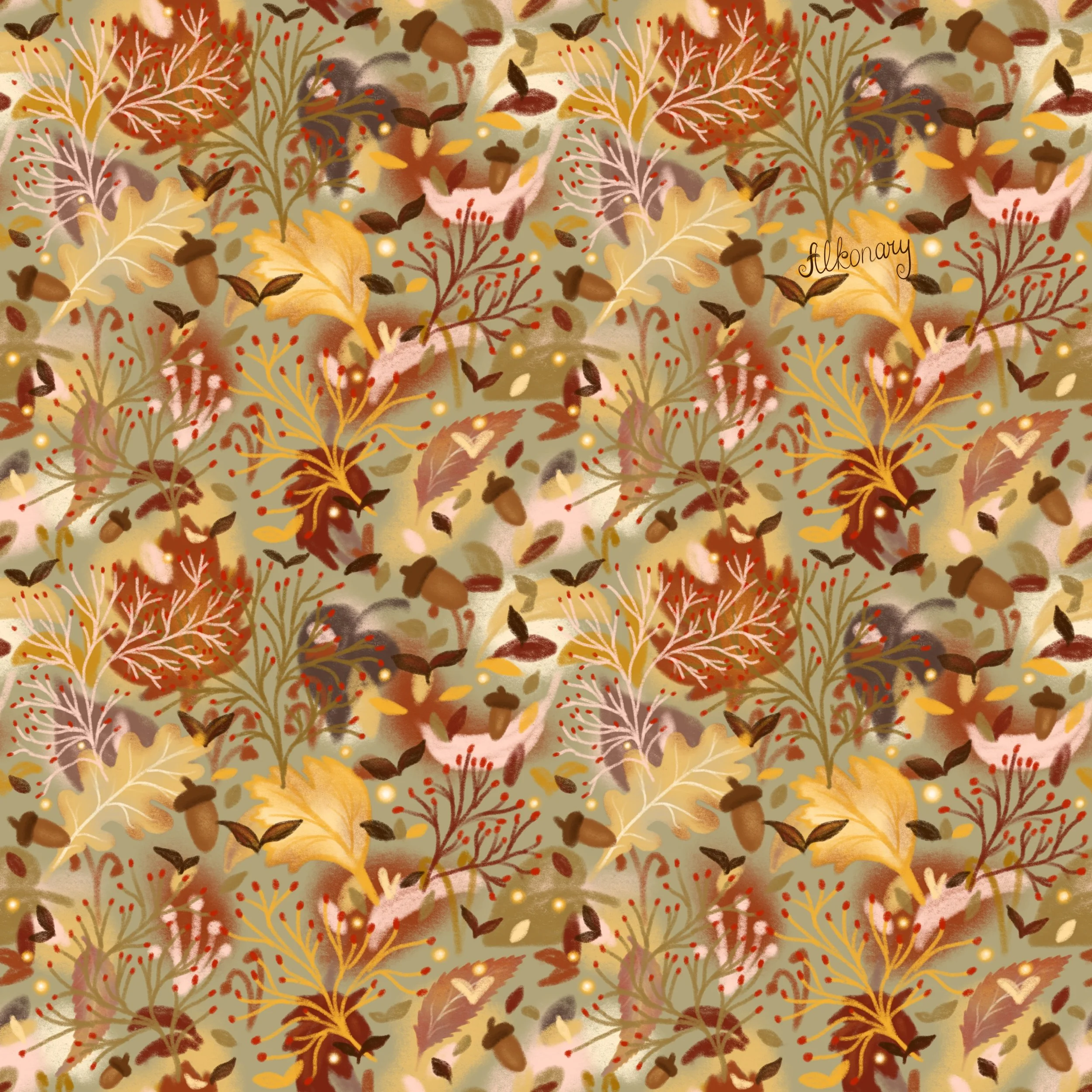 Autumn Leaves Pattern Earthy Background