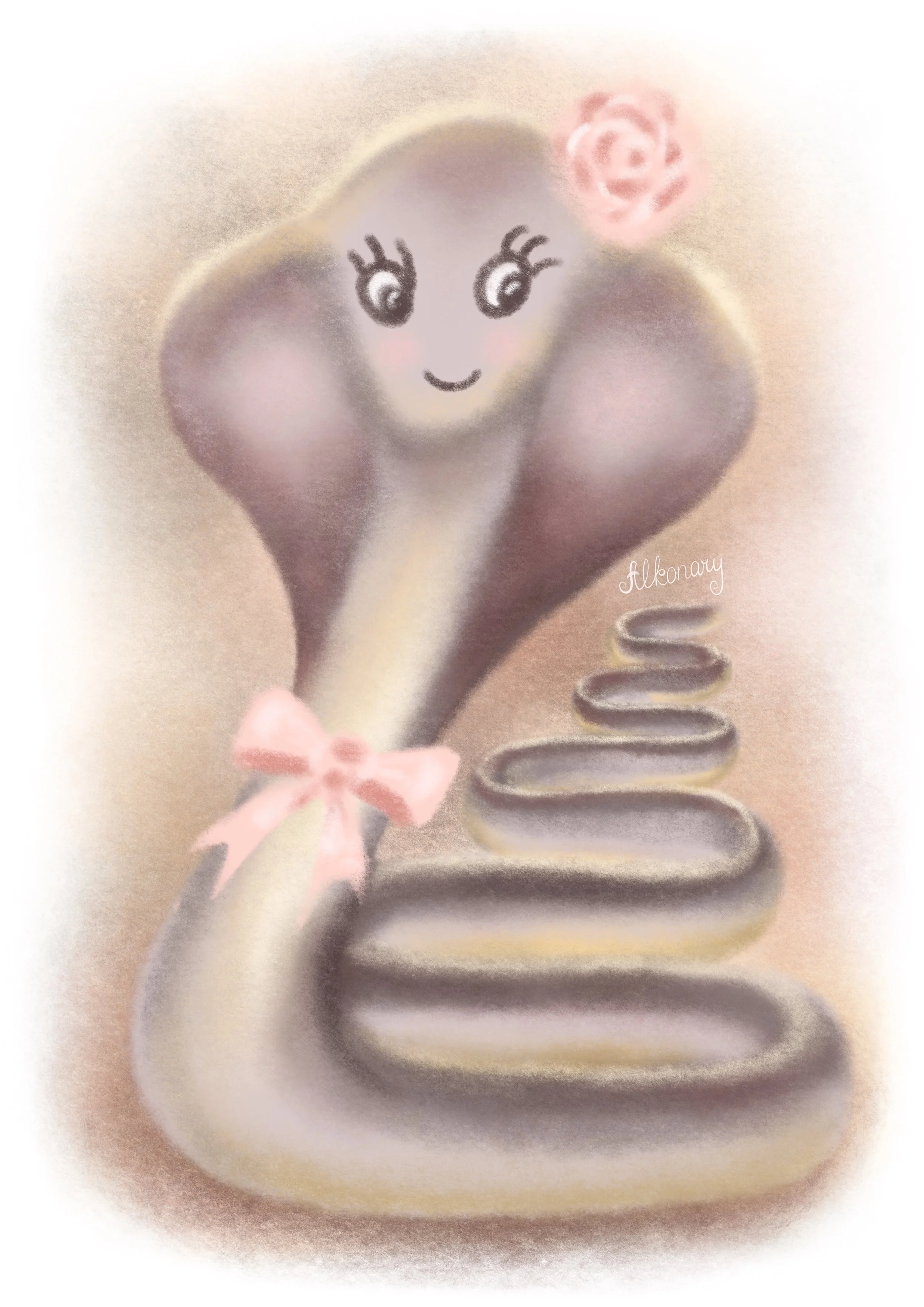 Printable baby girl snake wall art for girl nursery and kids room decor. Hand-drawn baby snake illustration in a soft, warm color palette for cozy nature-inspired spaces.
