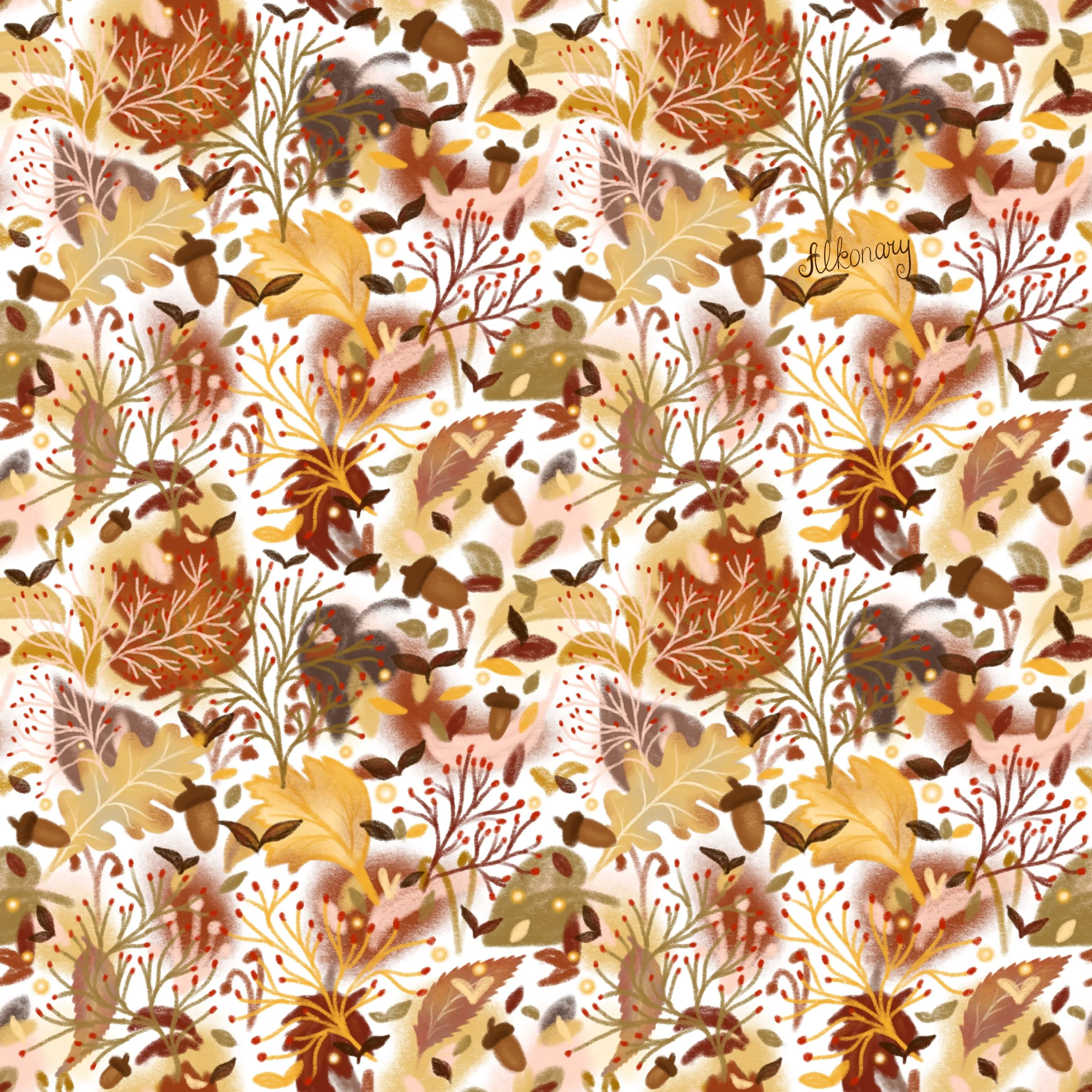 Autumn Leaves Pattern White Background