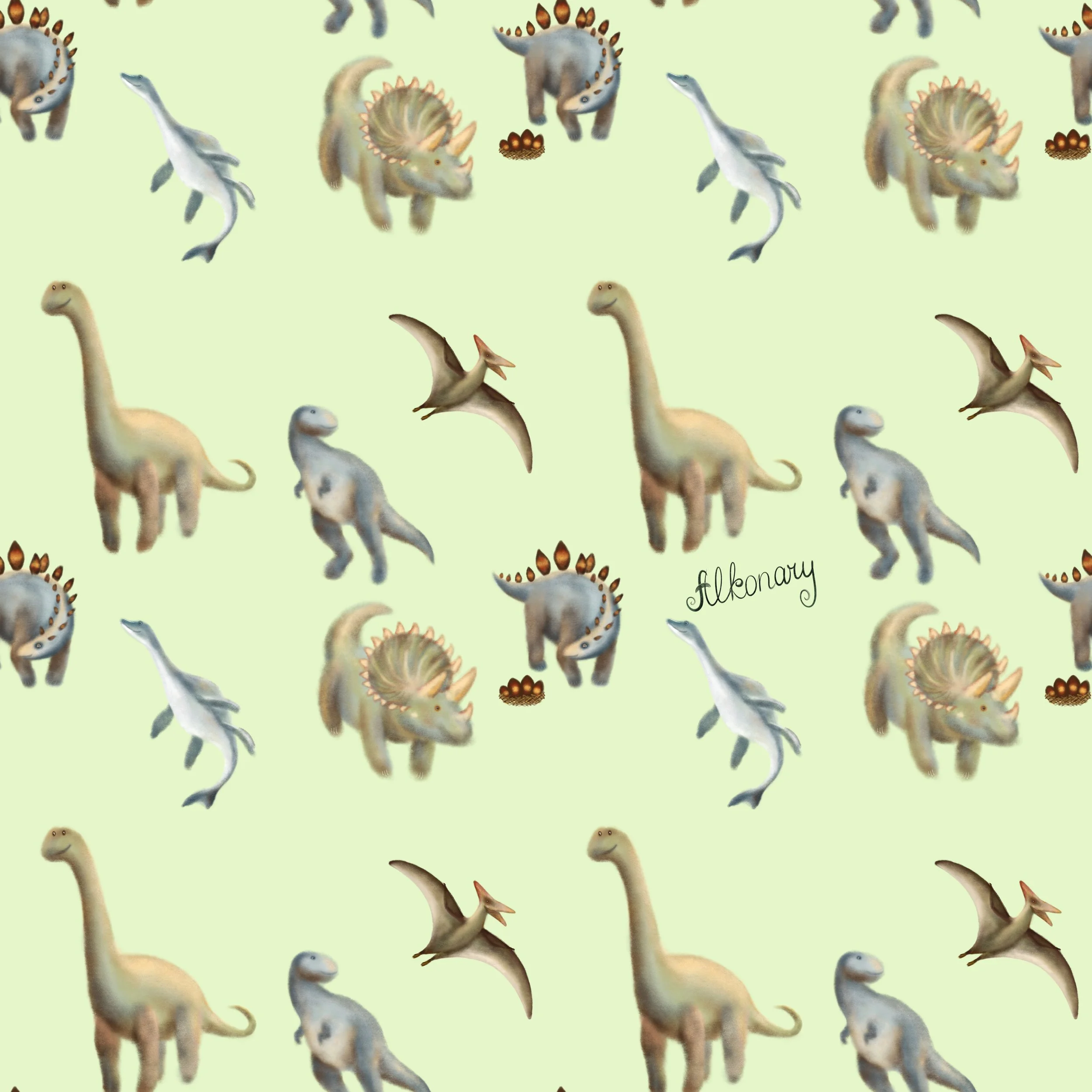 Dinosaur Seamless Pattern – Green Tea