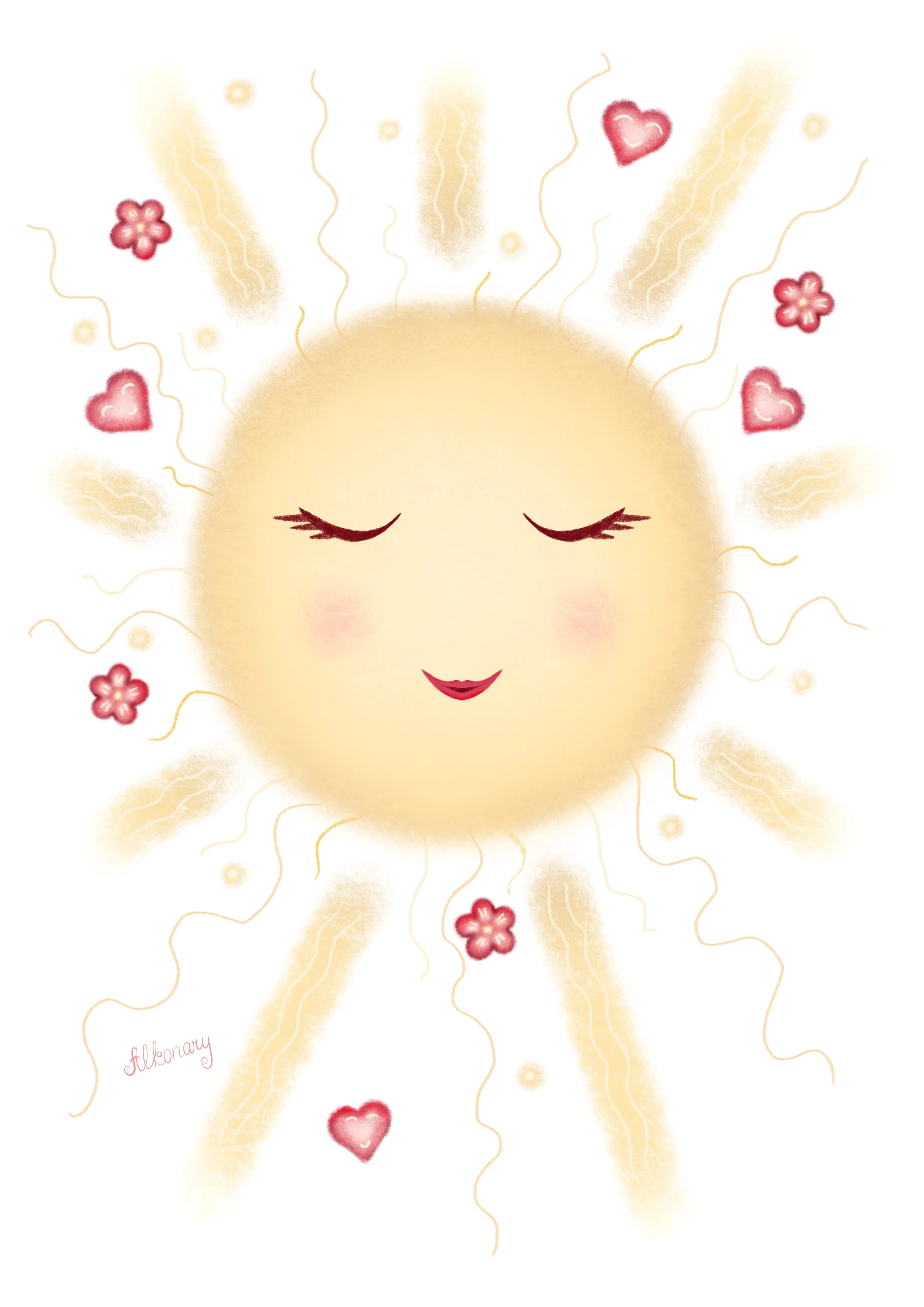 Cute smiling sun nursery illustration printable wall art for baby room decor with soft pastel colors