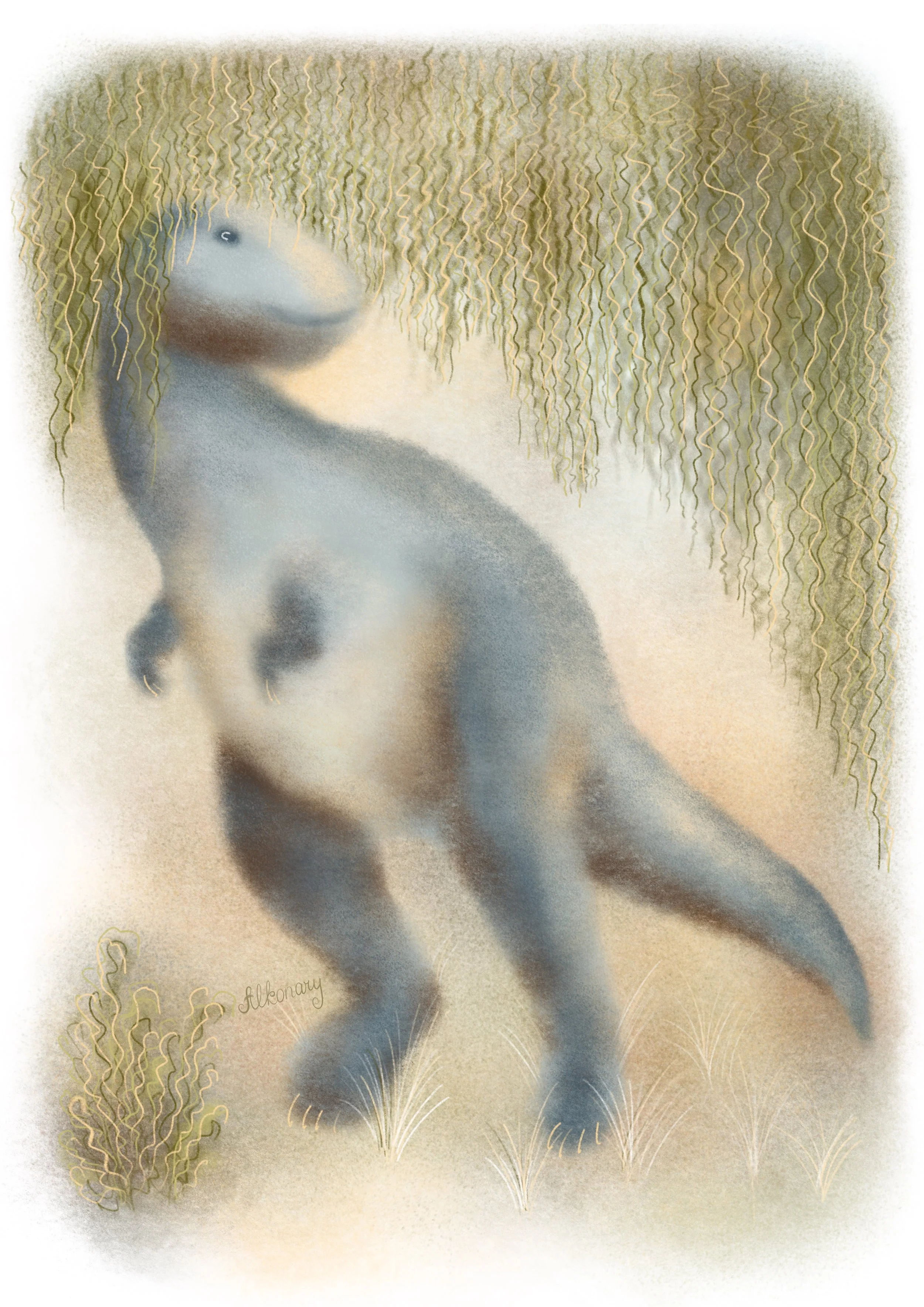 Hand-drawn Tyrannosaurus dinosaur illustration – printable nursery wall art from the Little Dinosaurs set