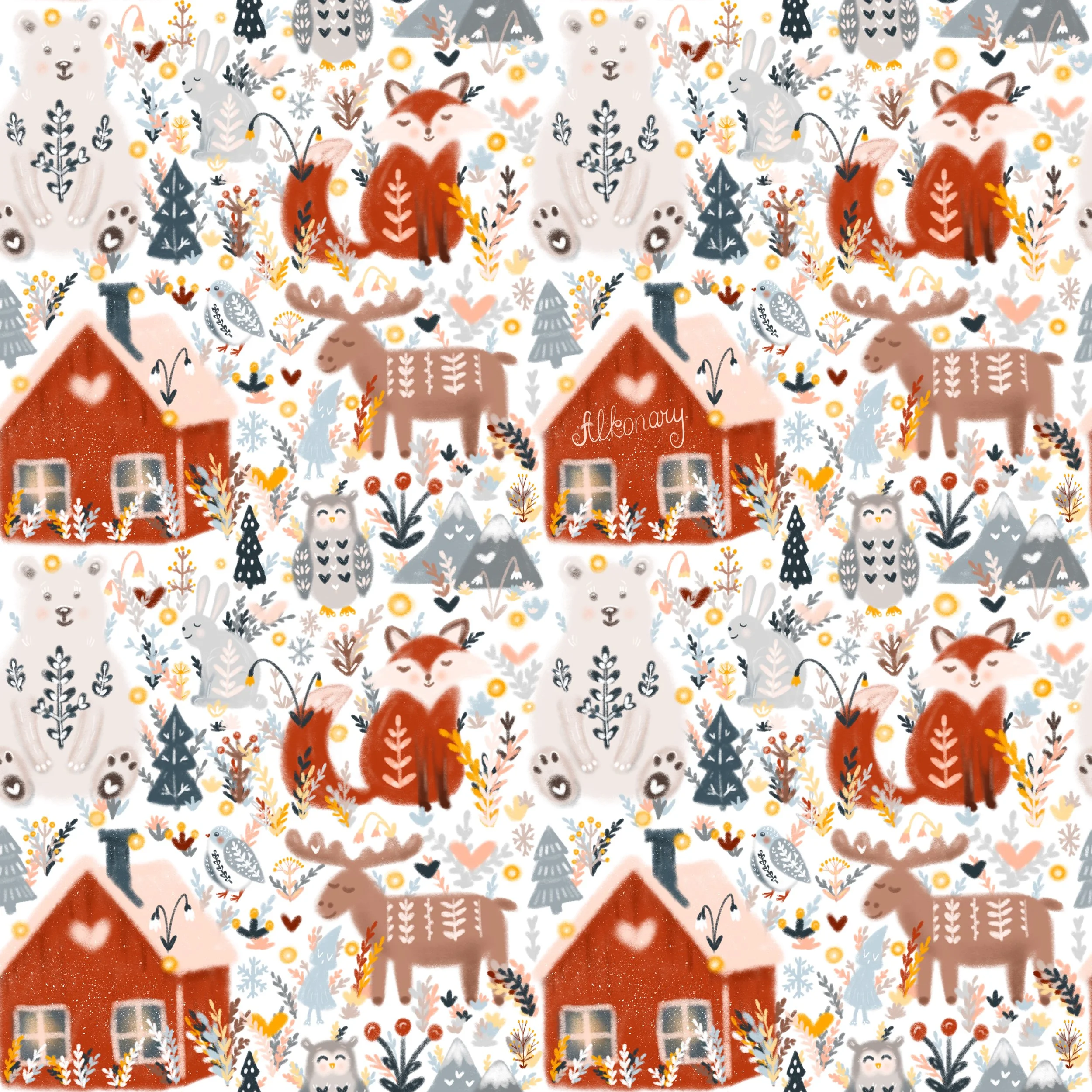 Scandinavic pattern on light background