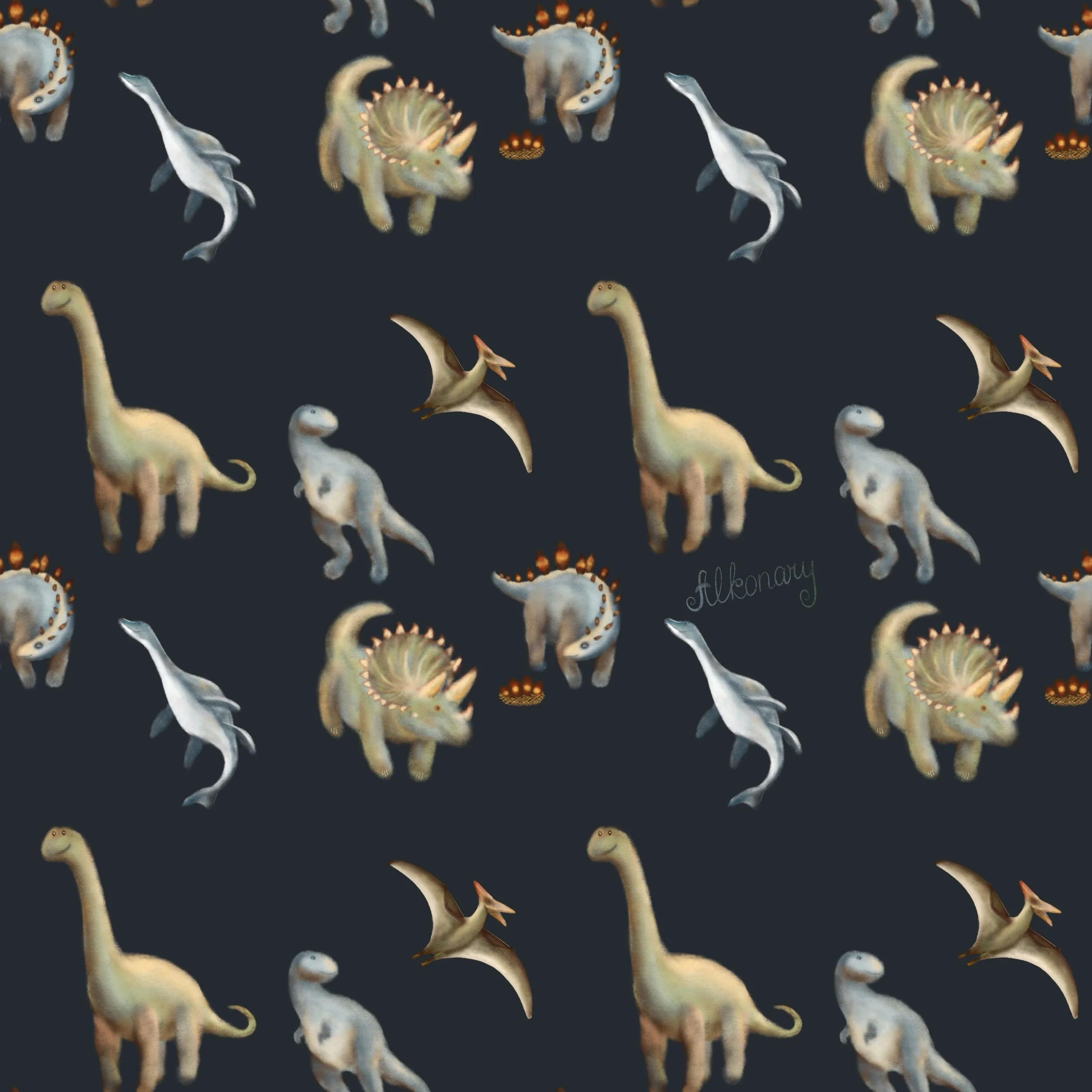 Dinosaur Seamless Pattern – Deep Navy