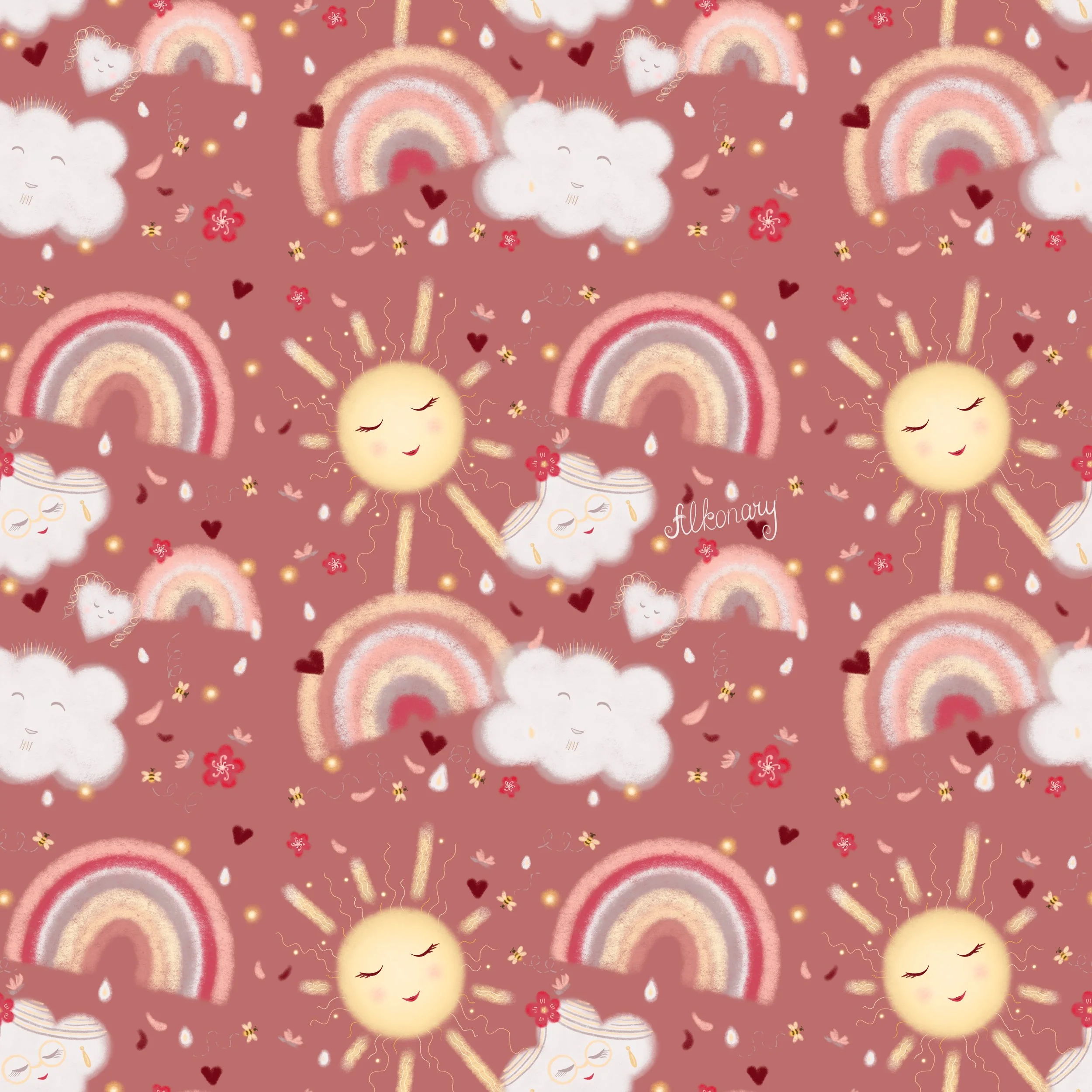 Soft Shapes Nursery Pattern Dusty Rose Small