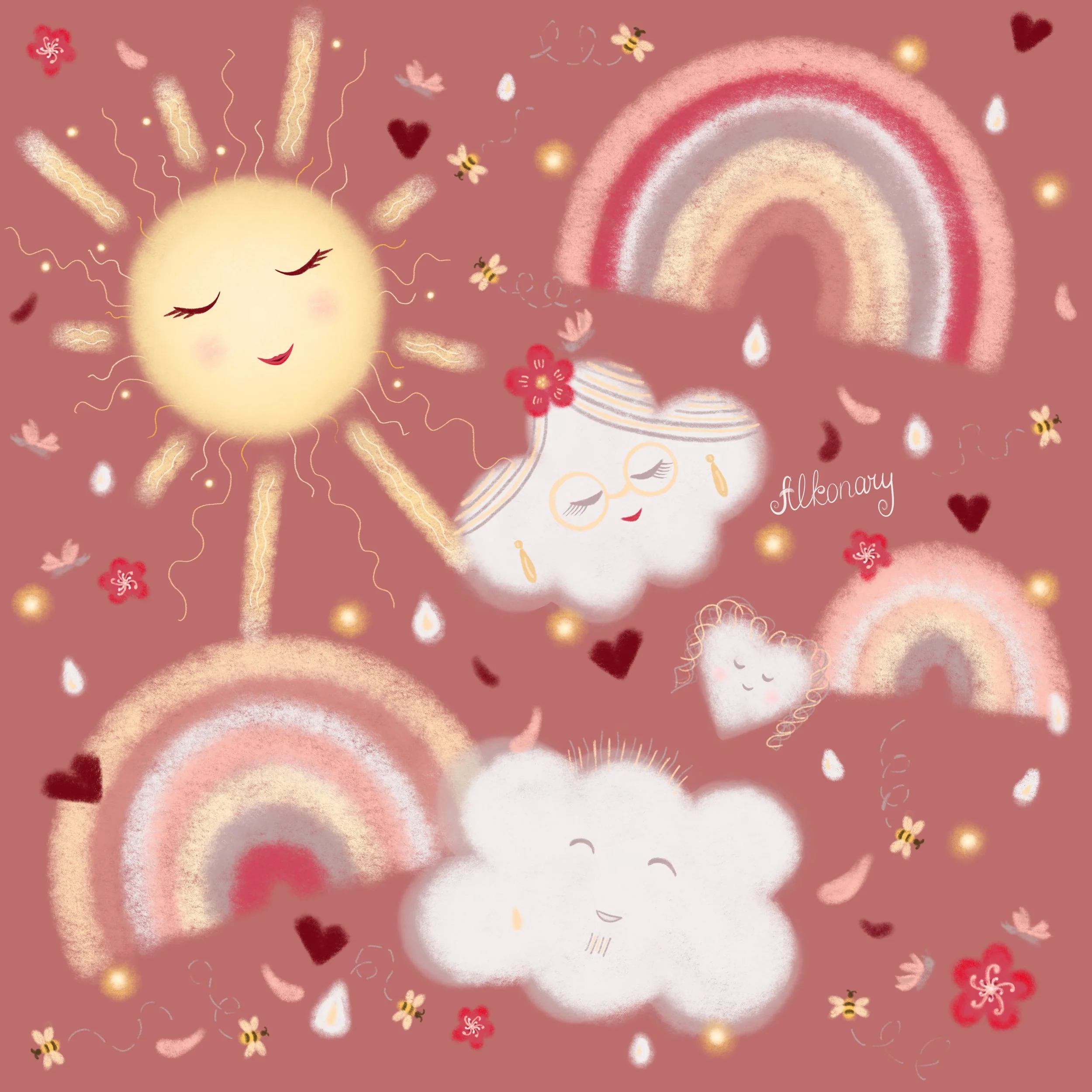 Soft Shapes Nursery Pattern Dusty Rose Large