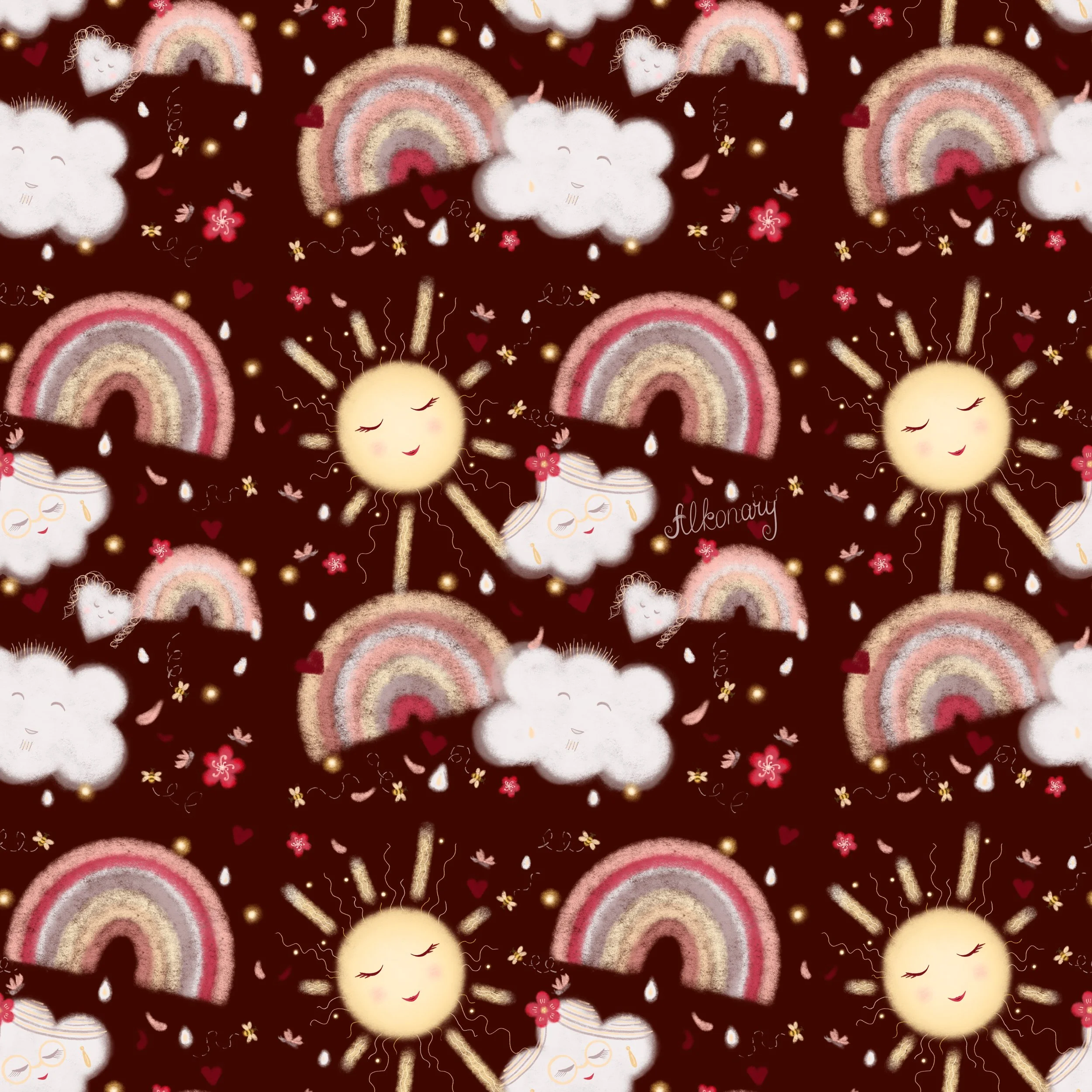 Soft Shapes Nursery Pattern Dark Brown Small