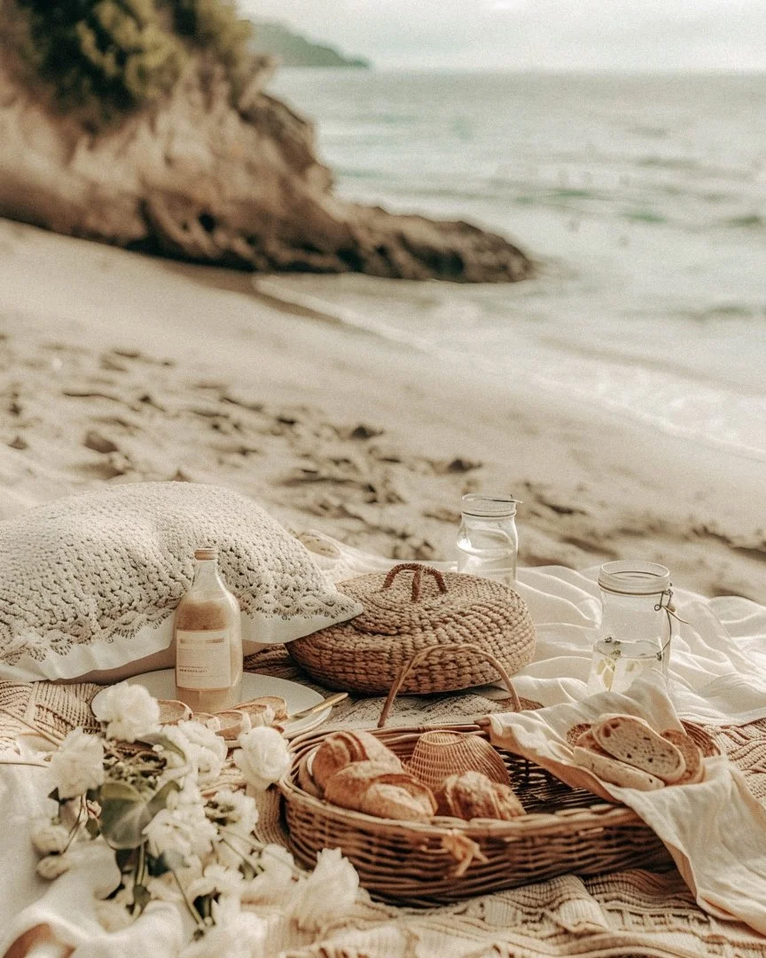 Romantic picnic at sunset during a Hawaiian Honeymoon