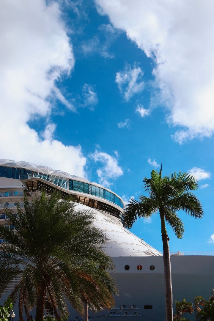 Luxury cruise ship sailing through the Caribbean during a family cruise vacation