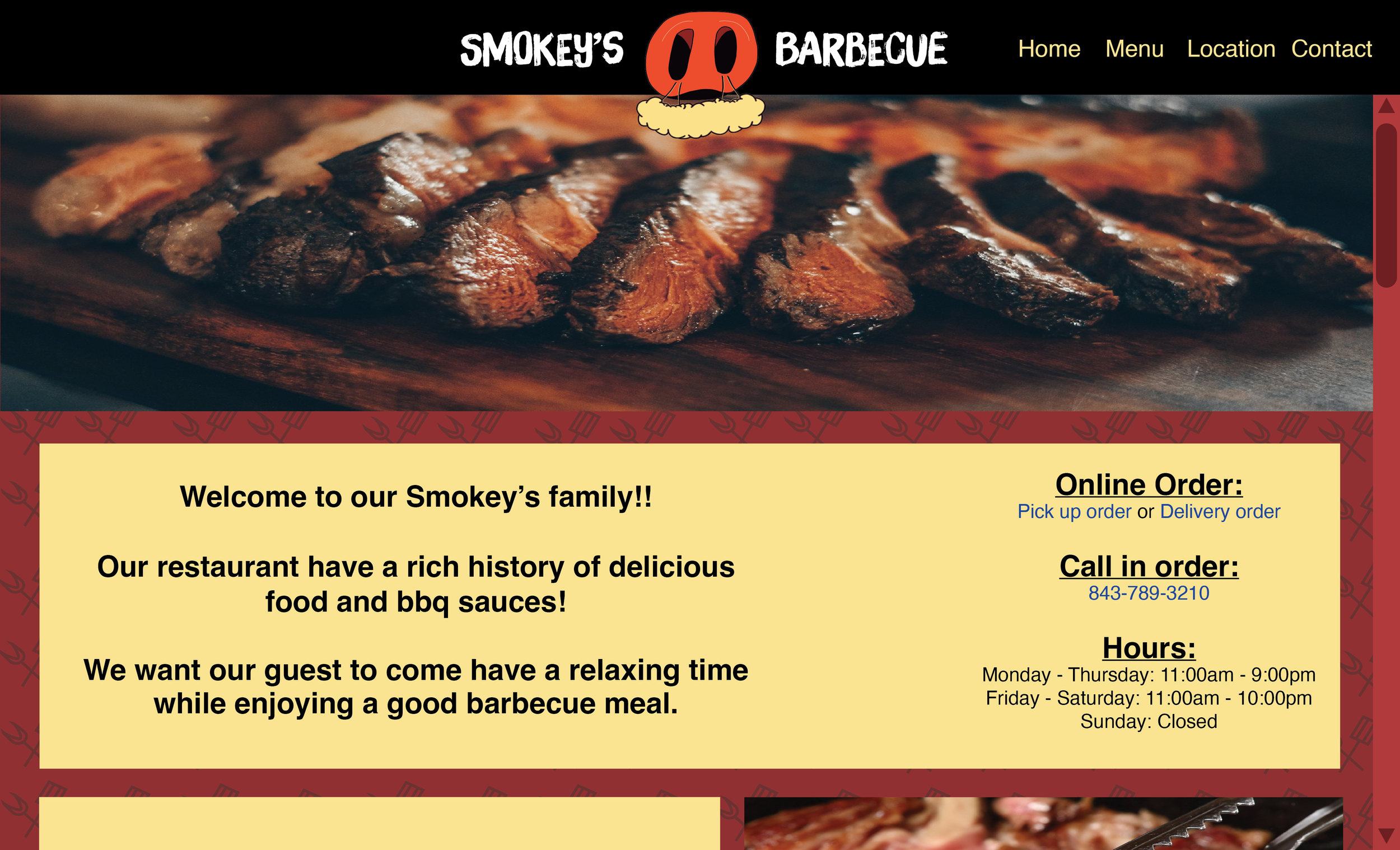 Food Restaurant Website Design