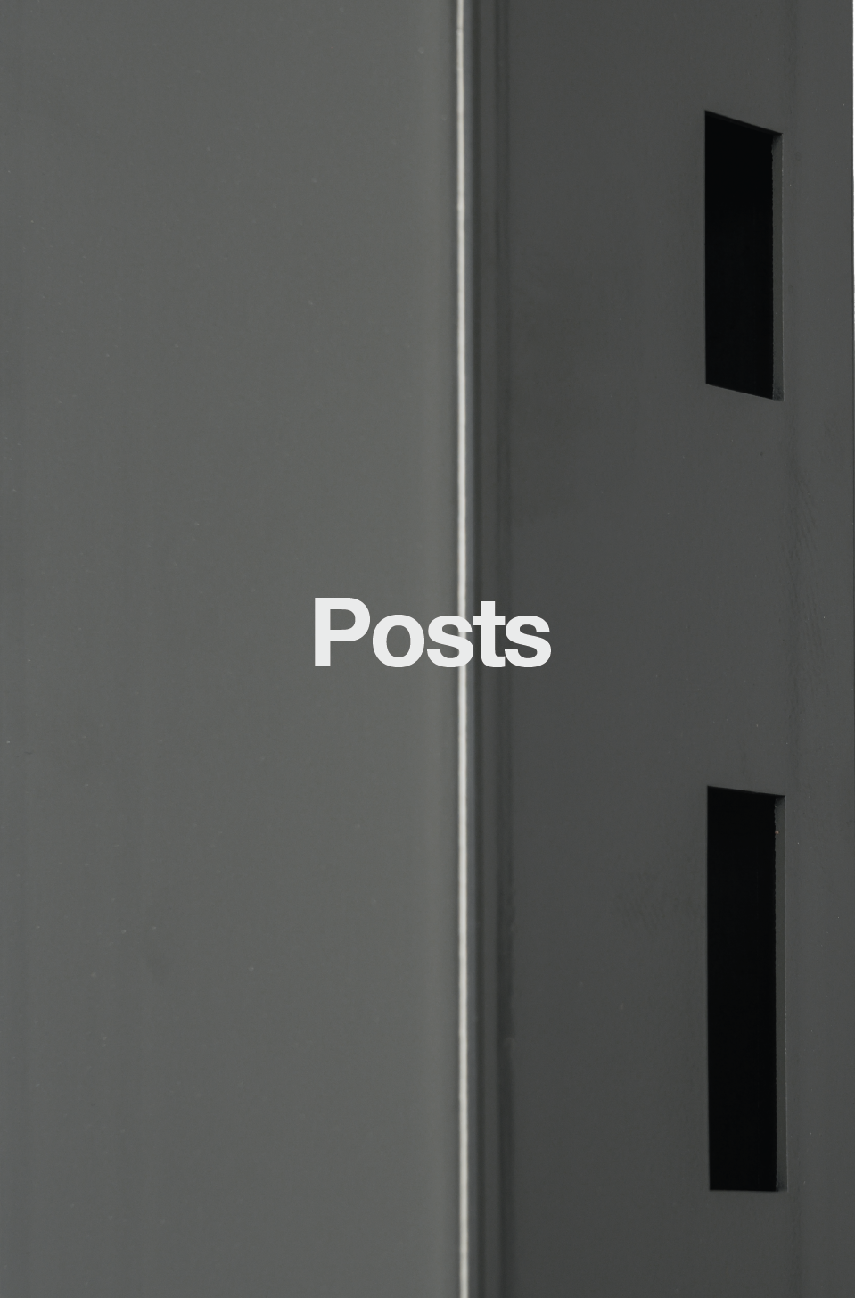 Close-up view of a metallic structure with the word 'Posts' in the center.