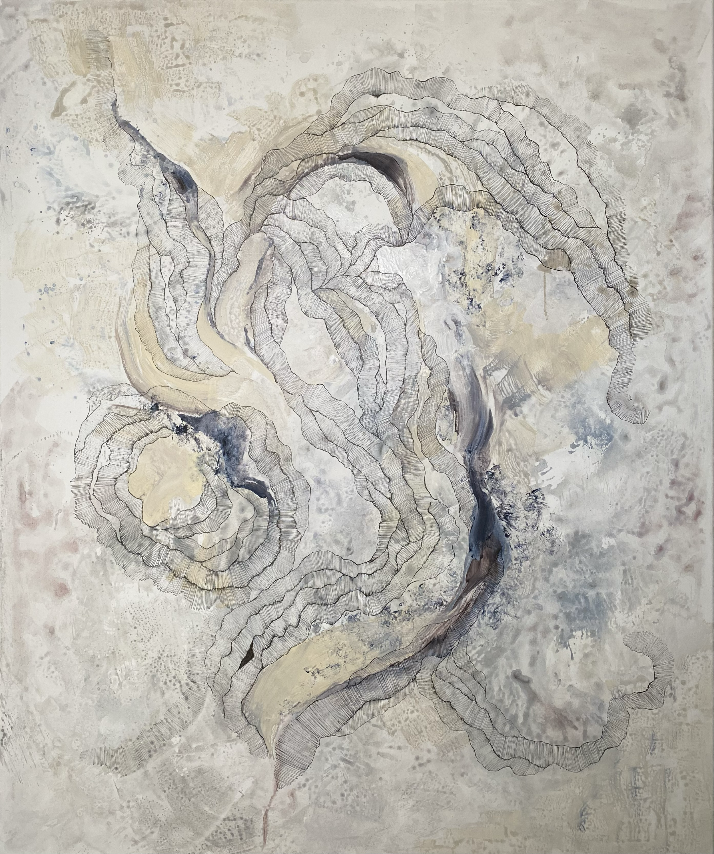 K2, 2025
Acrylic and ink on cotton
120 × 100 cm