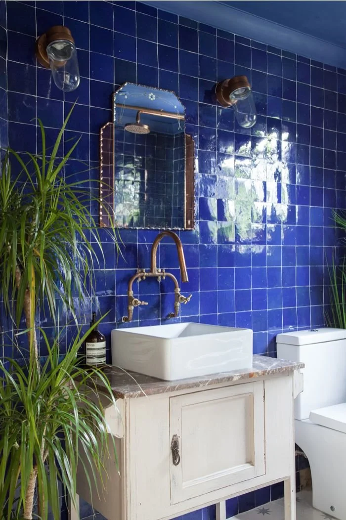 BAÑO CERAMICA AZUL COBALTO