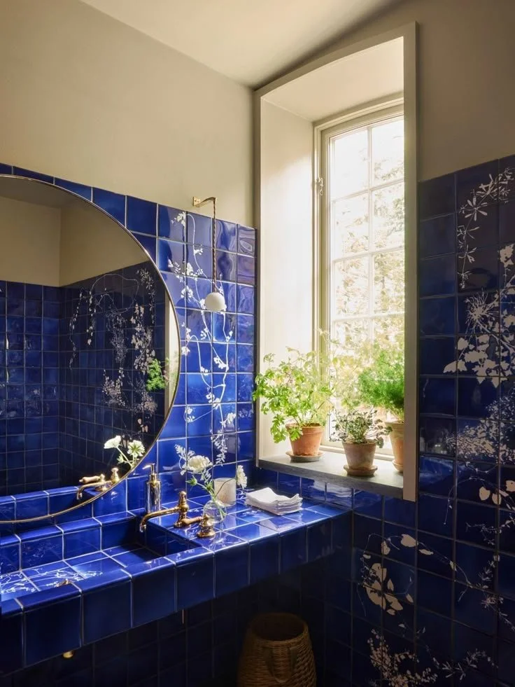 LAVABO CERAMICA AZUL COBALTO