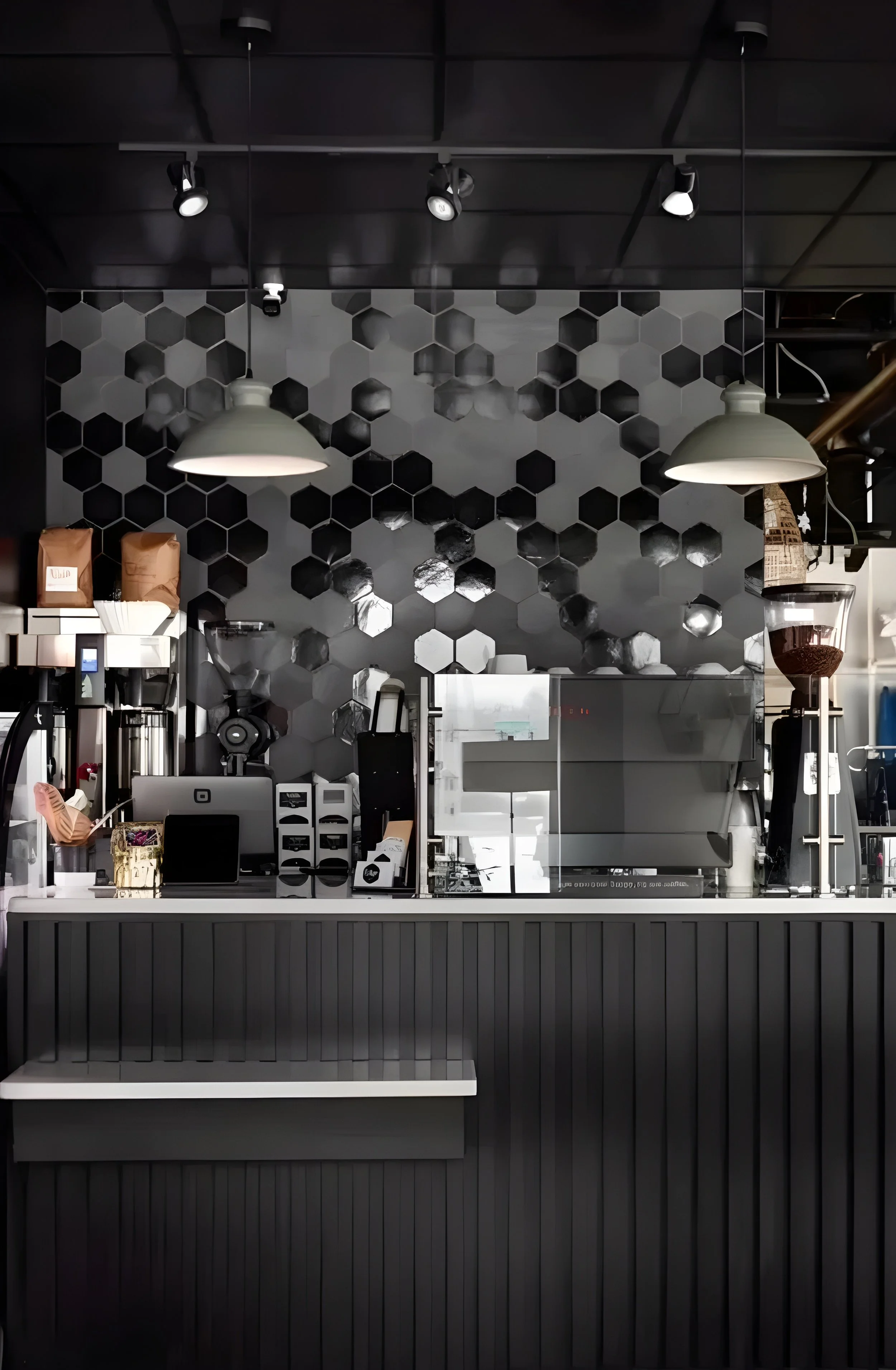 Coffee bar · Hexágono metalizado brillo