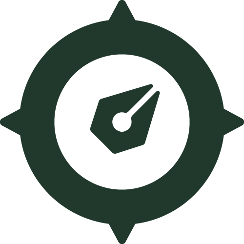 A compass icon with a gear shape surrounding it, symbolizing navigation or direction.